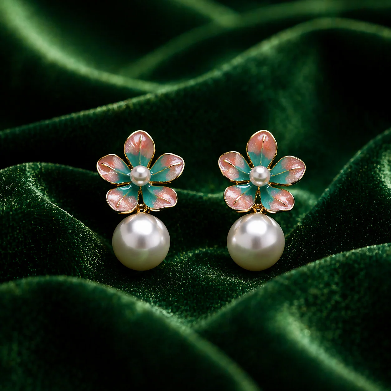 Elegant Floral Pearl Drop Earrings for Women Stylish Korean Design Jewelry - Image 2