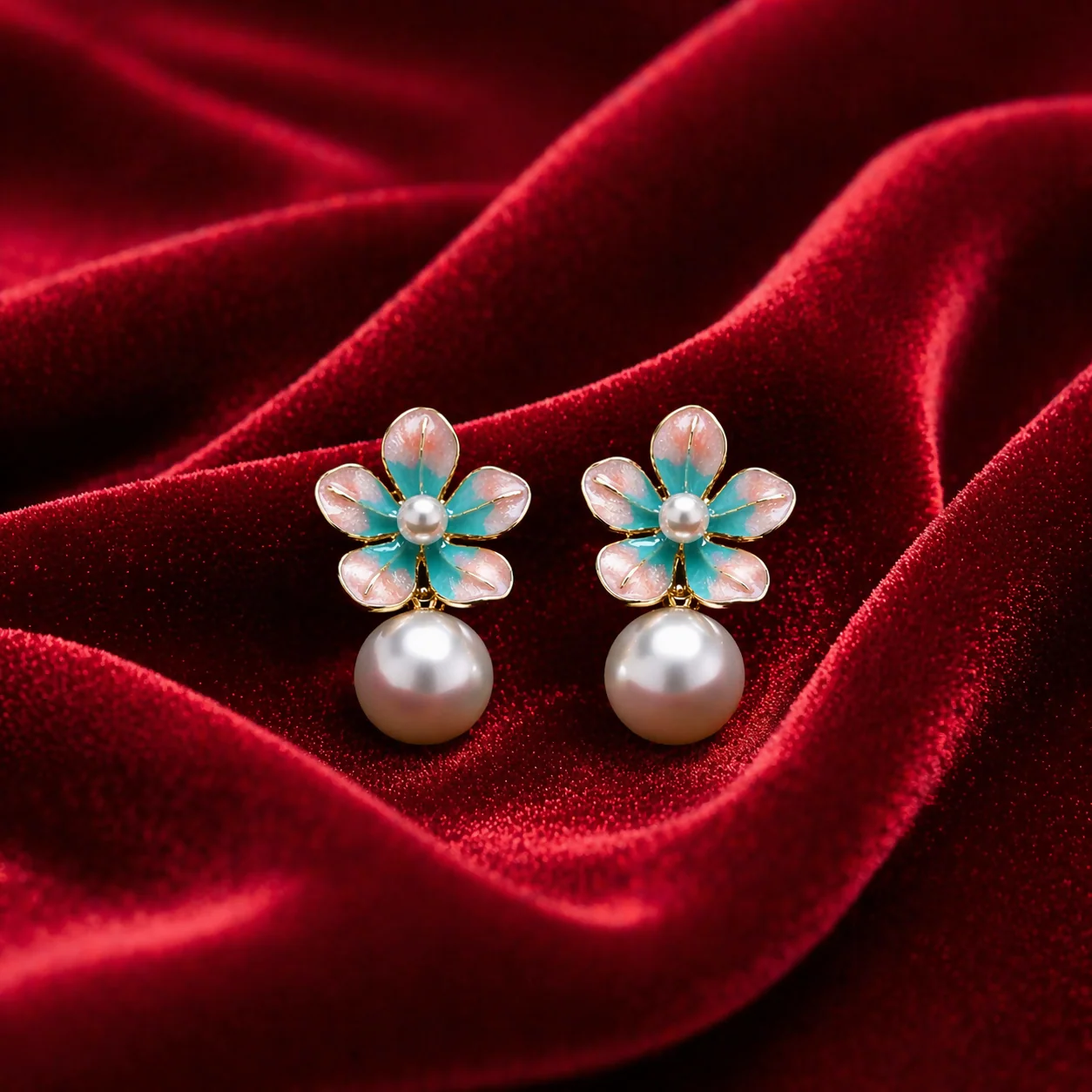 Elegant Floral Pearl Drop Earrings for Women Stylish Korean Design Jewelry - Image 3