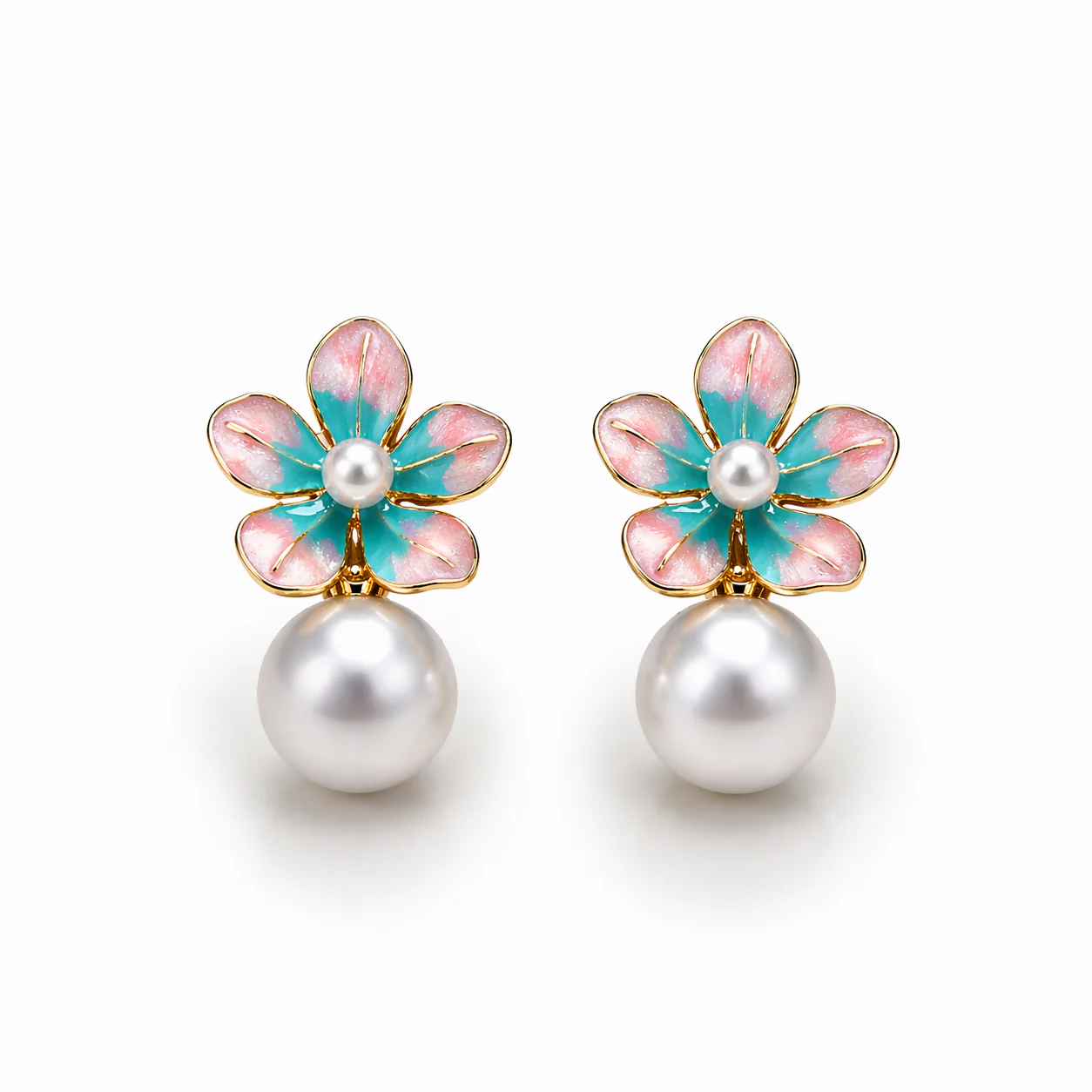 Elegant Floral Pearl Drop Earrings for Women Stylish Korean Design Jewelry - Image 4
