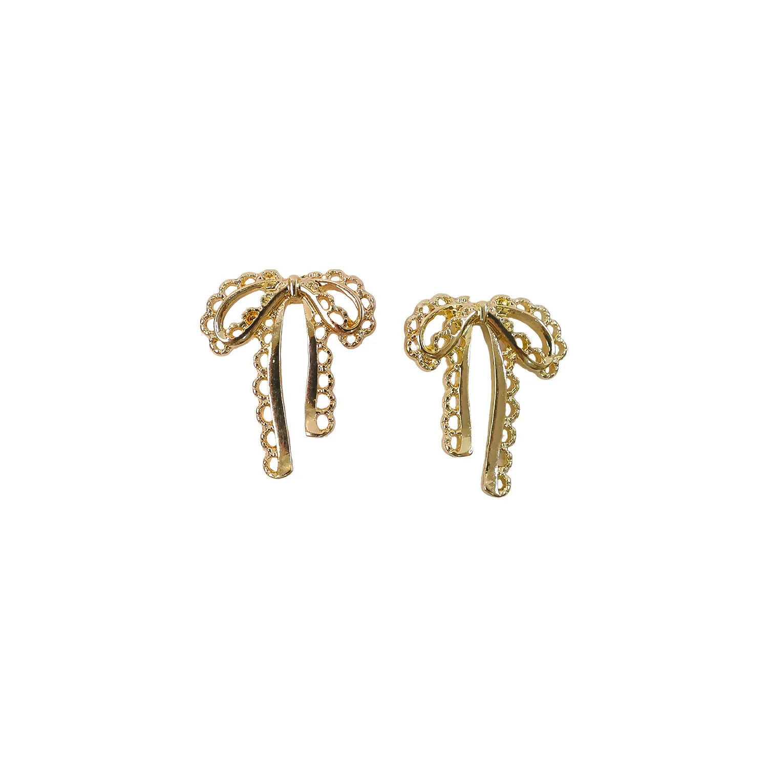 Elegant Gold Bow Drop Earrings for Women | Korean Style Designer Ribbon Earrings - Image 5