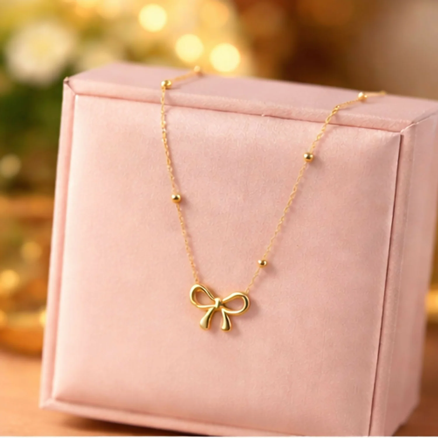 Elegant Gold Bow Pendant Necklace for Women – Minimalist Daily Wear Jewelry - Image 4