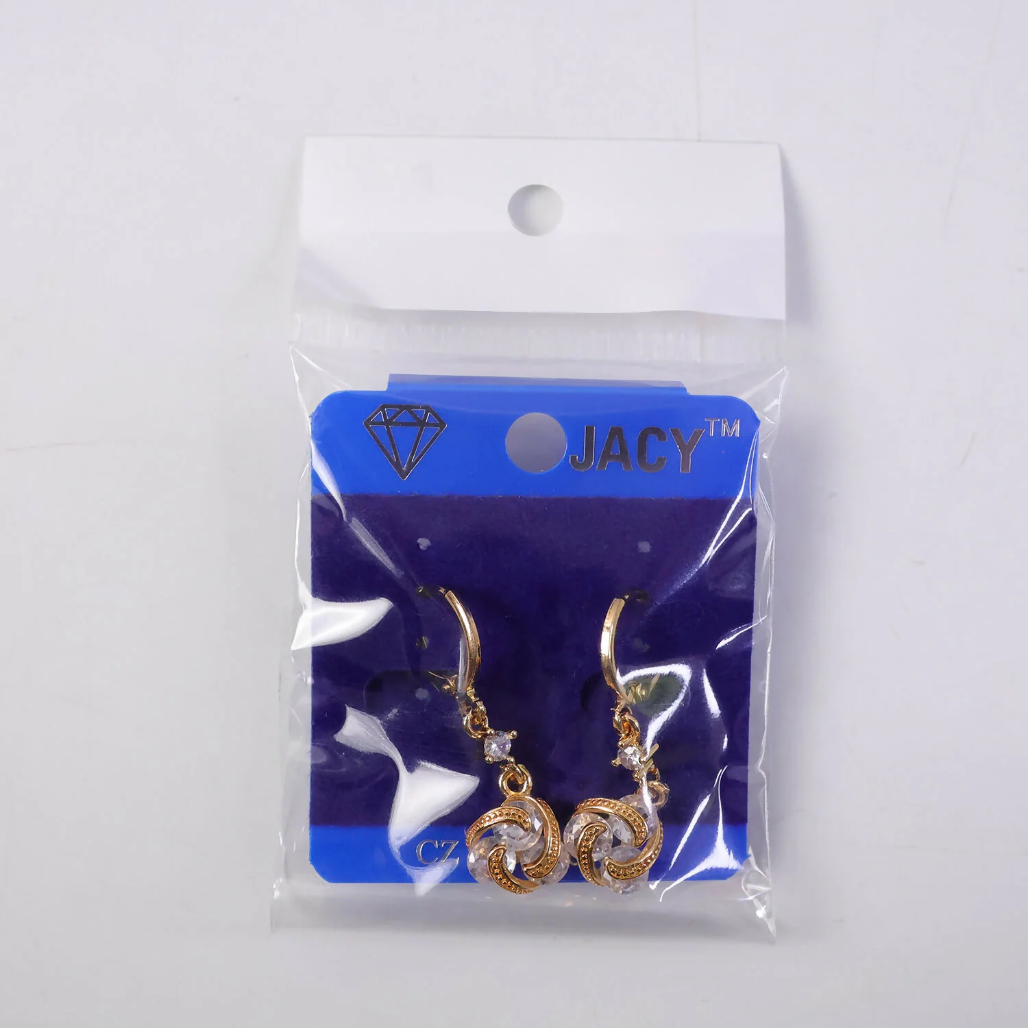 Gold Finish Twisted Stone Drop Hoop Earrings for Women and Girls - Image 5