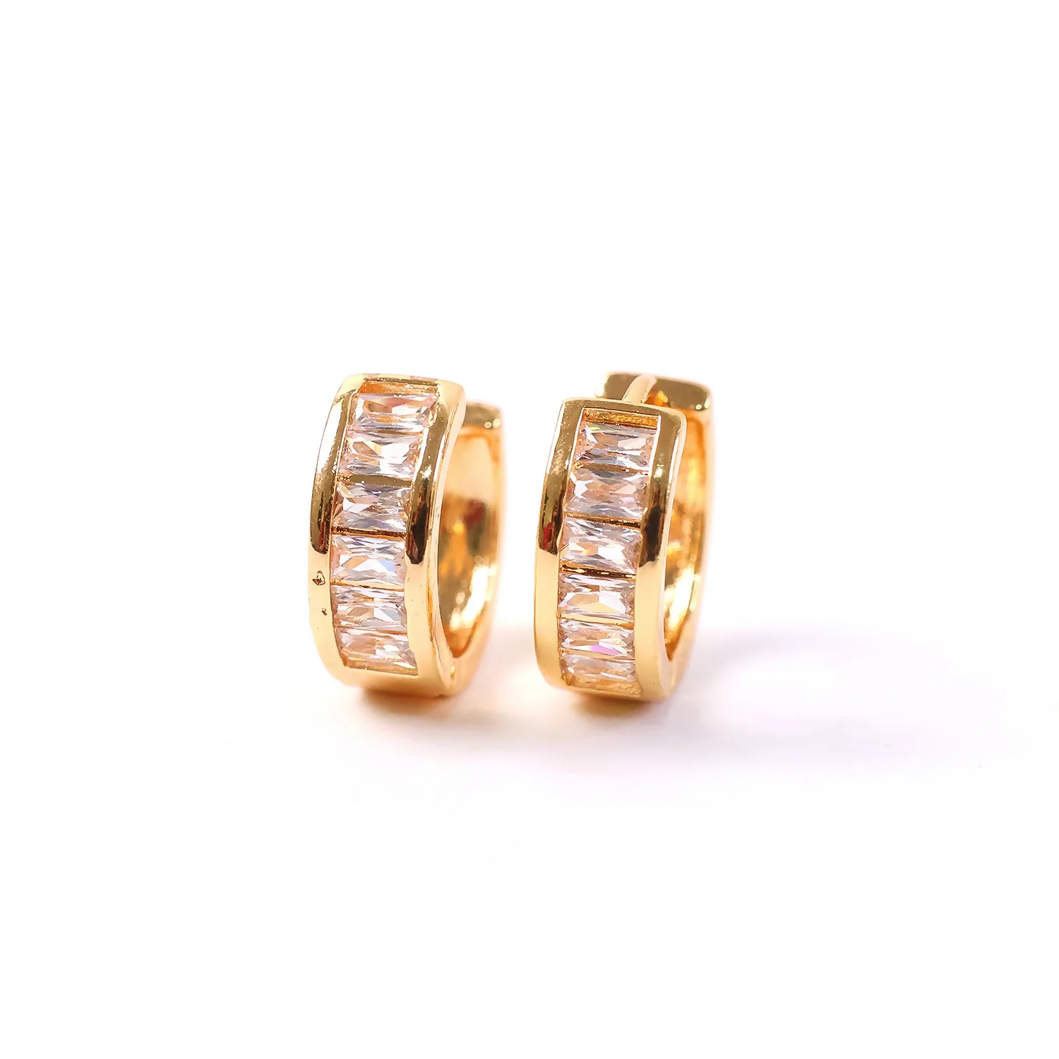 Gold Finish CZ Studded Hoop Earrings for Women & Girls - Image 5