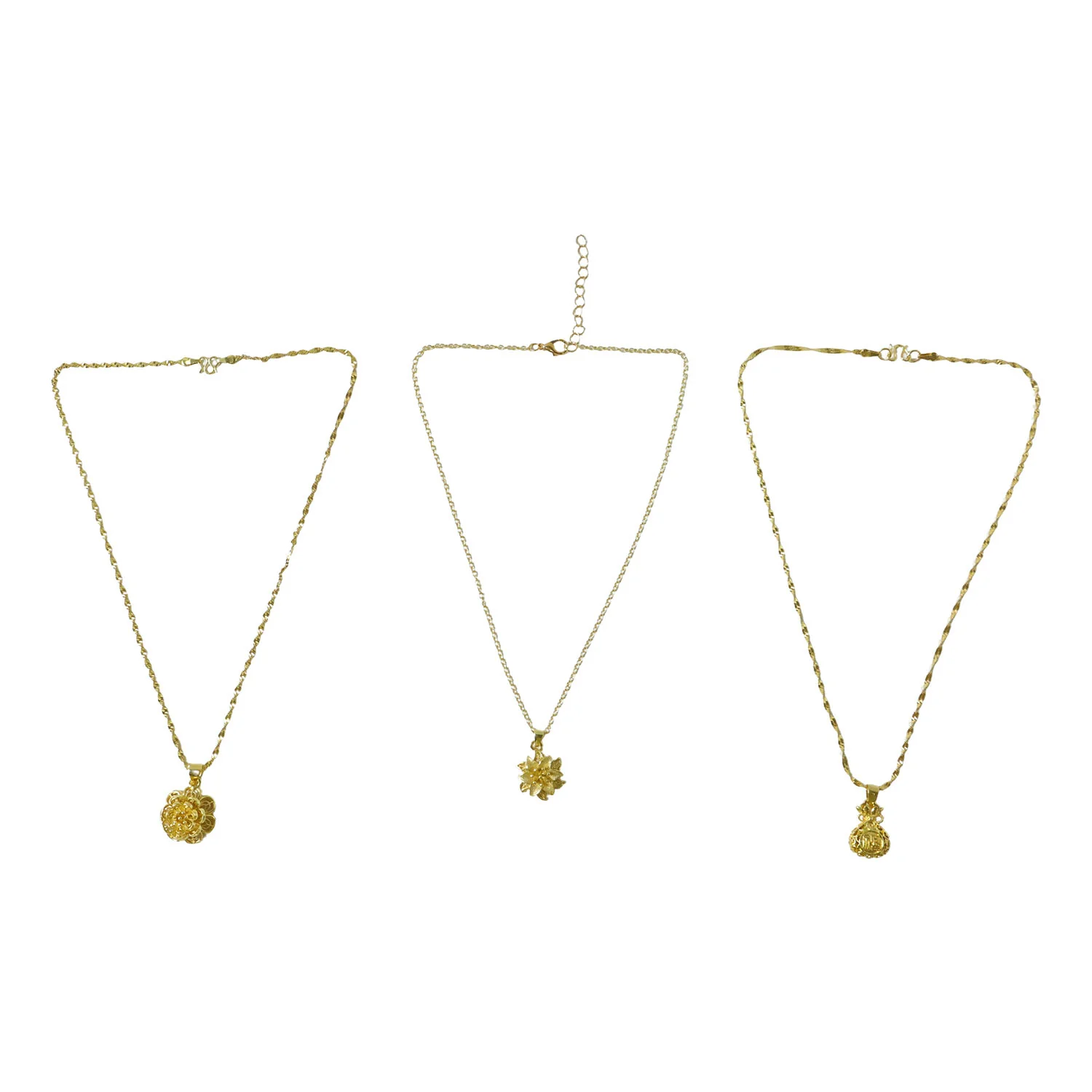 Elegant Gold Finish Floral & Traditional Pendant Necklace (1 Pc, Mix Design) - Image 4