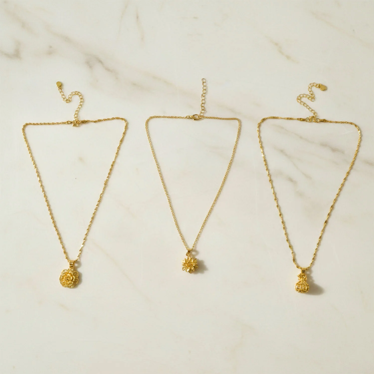 Elegant Gold Finish Floral & Traditional Pendant Necklace (1 Pc, Mix Design) - Image 6