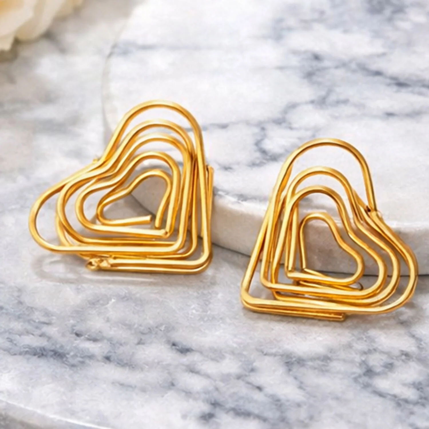 Elegant Gold Finish Heart Shape Bali Earrings for Women | Lightweight Fashion Earrings | Party & Daily Wear - Image 2