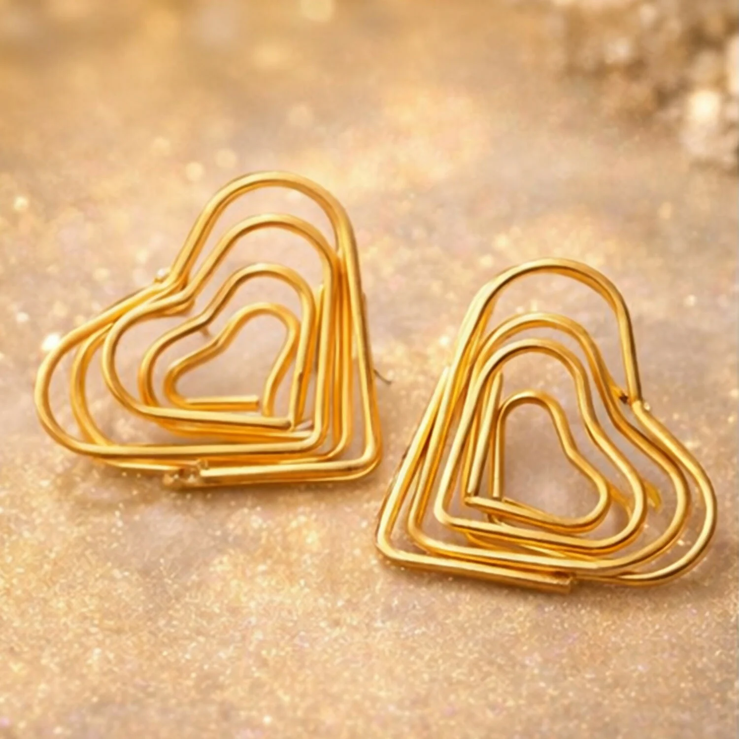 Elegant Gold Finish Heart Shape Bali Earrings for Women | Lightweight Fashion Earrings | Party & Daily Wear - Image 4