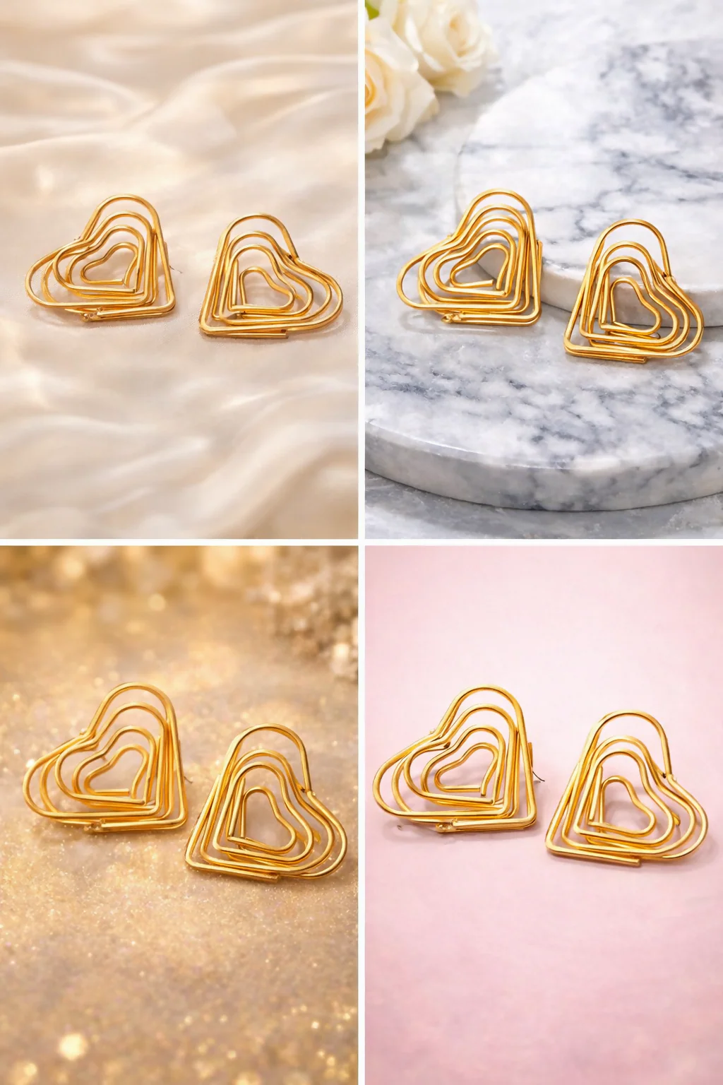 Elegant Gold Finish Heart Shape Bali Earrings for Women | Lightweight Fashion Earrings | Party & Daily Wear - Image 5