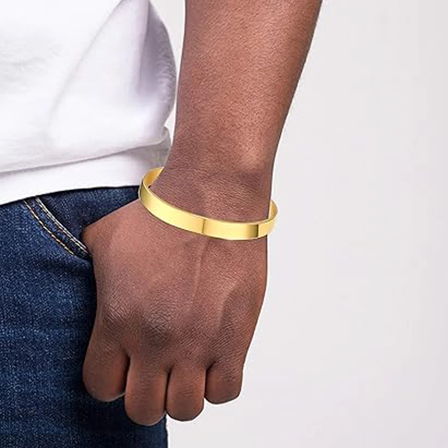 Elegant Gold Finish Open Cuff Bracelet Kada (1 Pc) - Image 3
