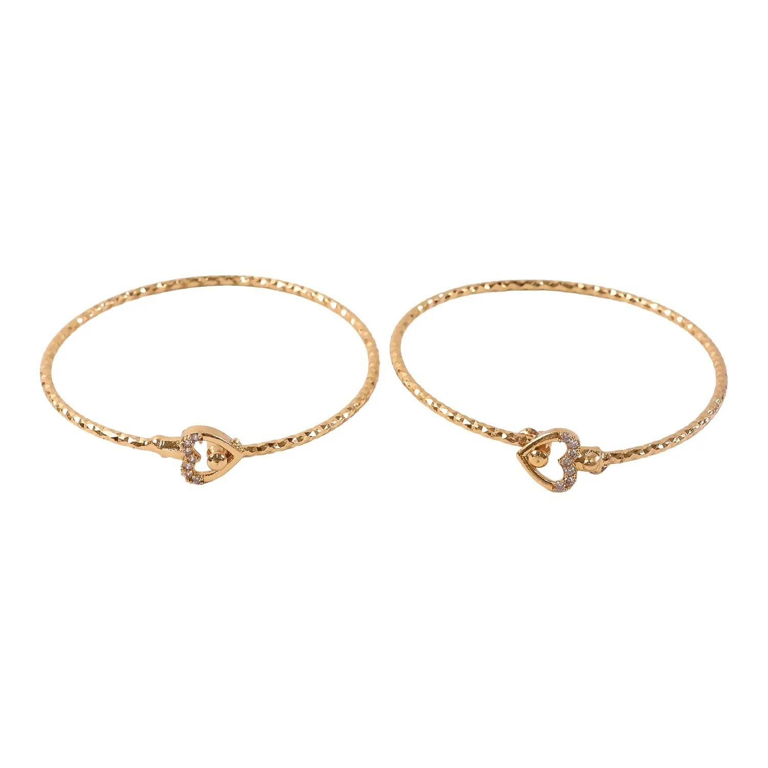 Elegant Gold Heart Lock Bangles for Women - Image 2