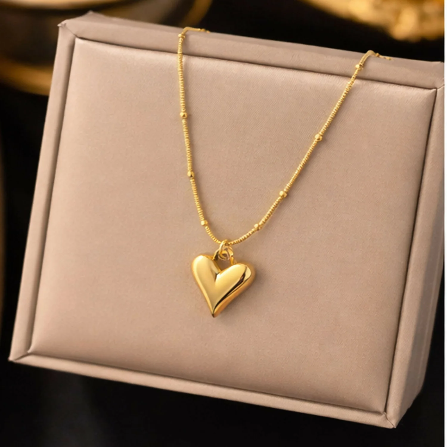 Elegant Gold Heart Pendant Necklace for Women | Minimalist Love Charm Chain - Image 3
