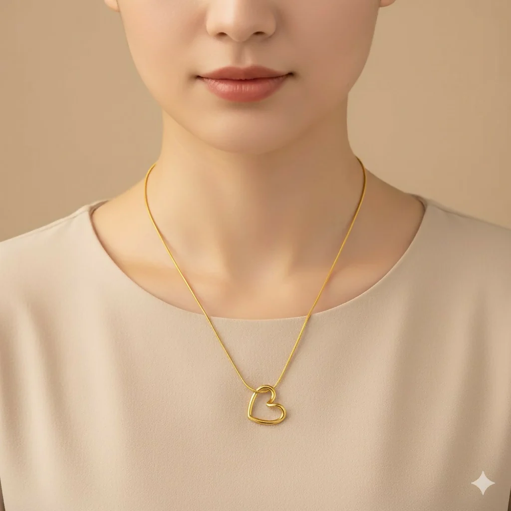 Elegant Gold Heart Pendant Necklace for Women – Minimalist Love Charm Jewelry - Image 2