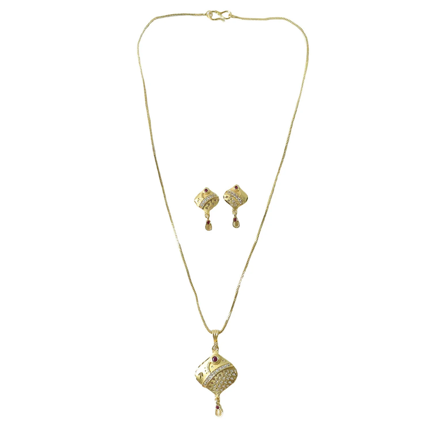 Elegant Gold Pendant and Earring Set Stylish Traditional Jewelry Set for Women - Image 4