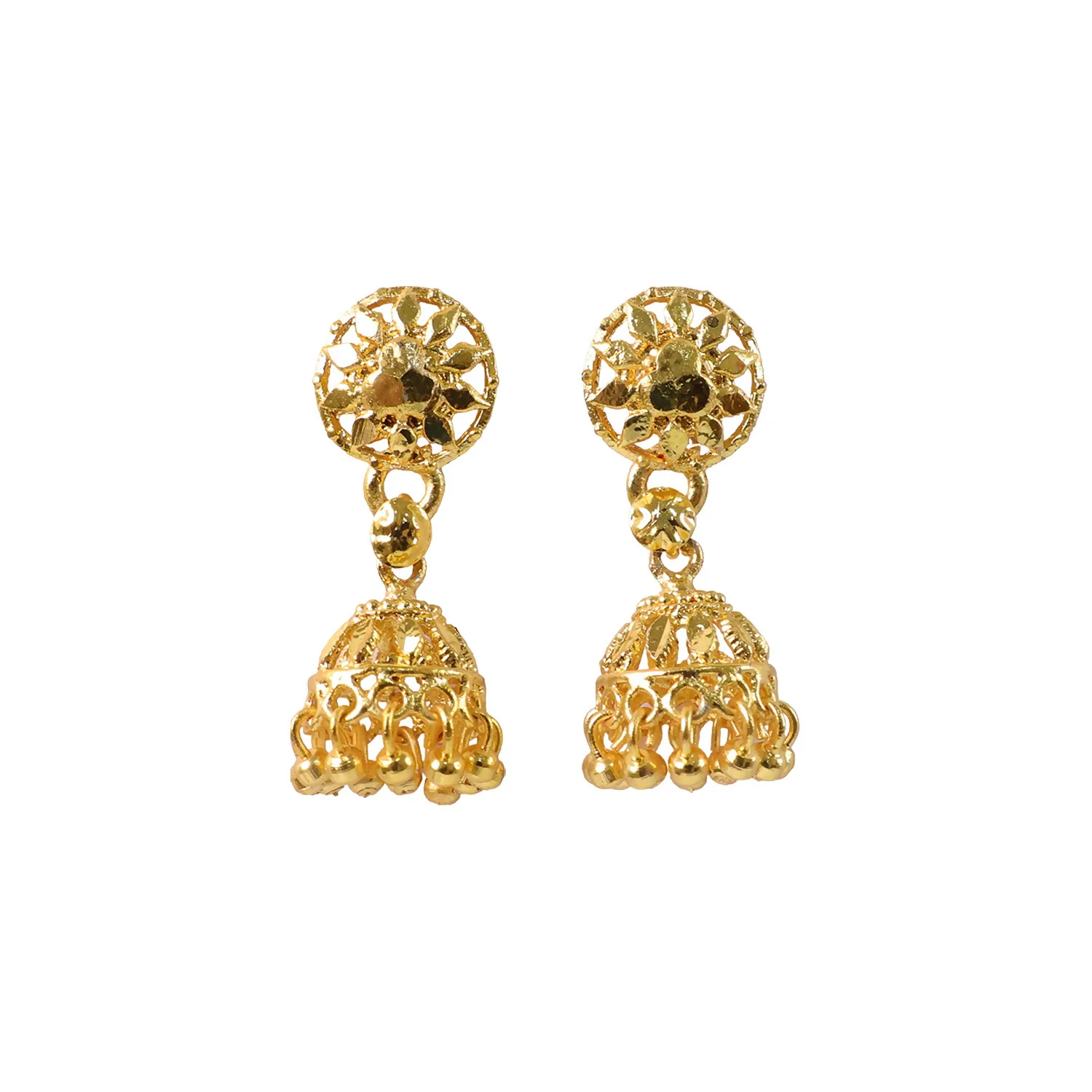 Elegant Gold Plated Floral Jhumka Earrings for Women Traditional Festive Wear - Image 5
