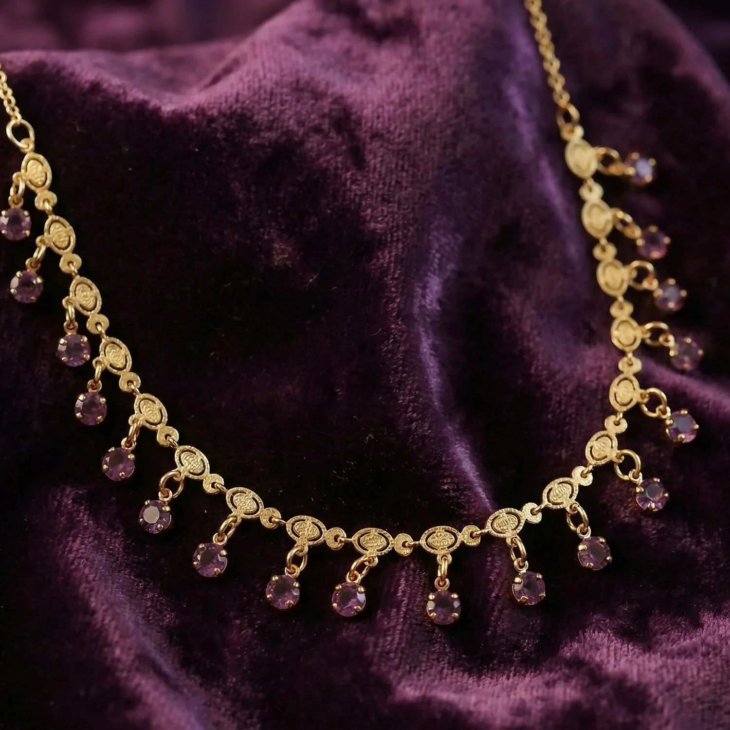 Elegant Gold Plated Leaf Design Necklace with Red Stone Drops for Women - Image 4