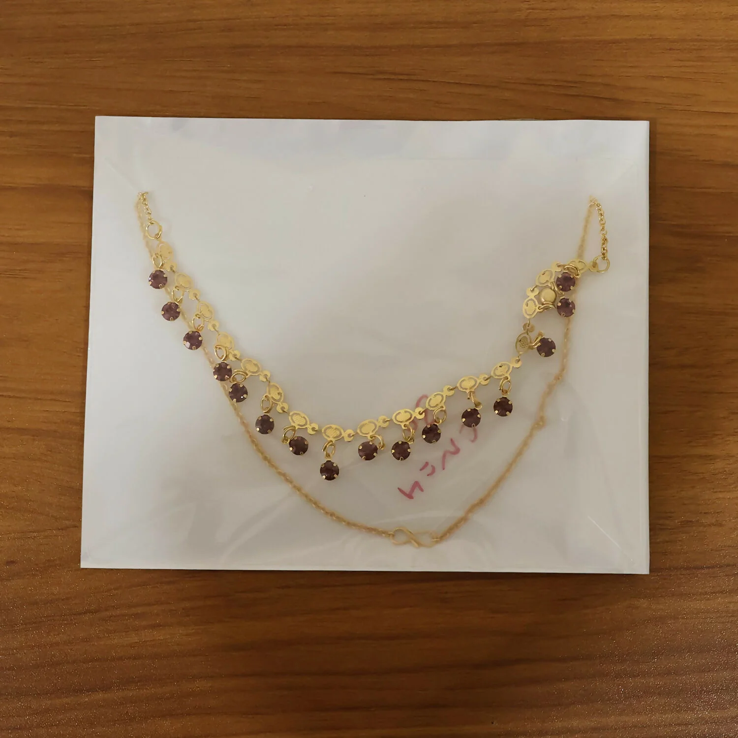 Elegant Gold Plated Leaf Design Necklace with Red Stone Drops for Women - Image 7