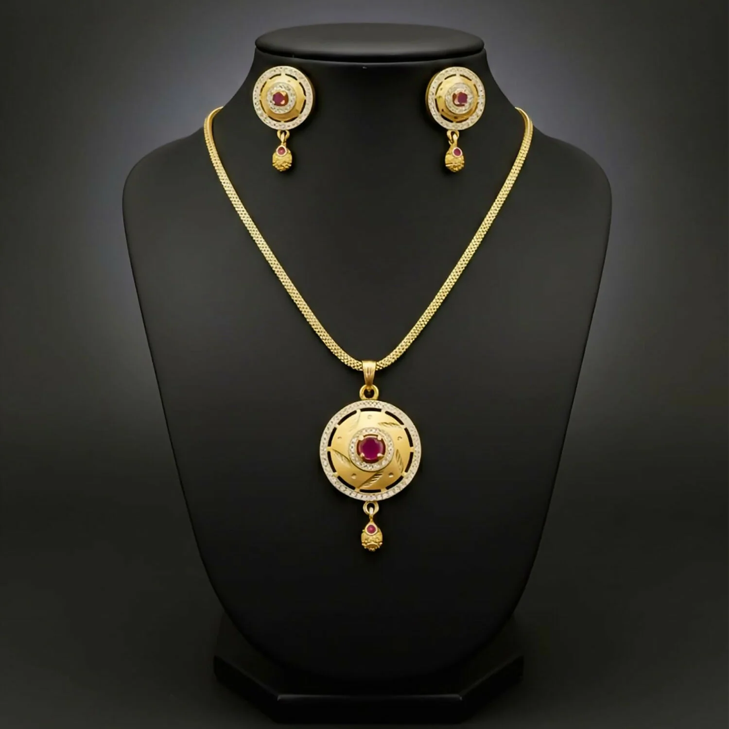 Elegant Gold-Plated Pendant and Earrings Set - Image 2