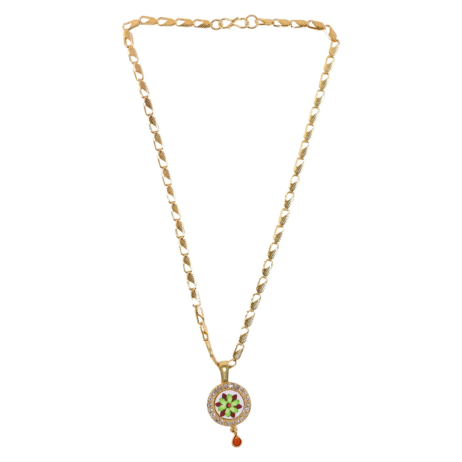 Elegant Gold Plated Pendant Necklace with Floral Design - Image 5