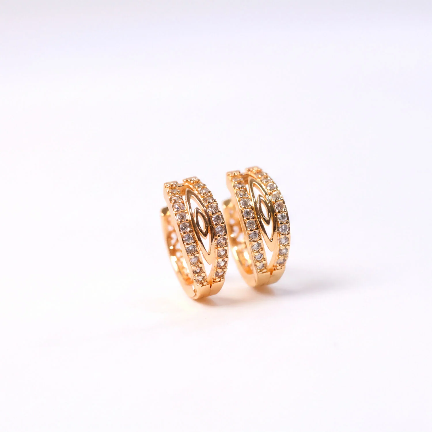 Elegant Gold-Tone CZ Studded Oval Hoop Earrings for Women & Girls - Image 5
