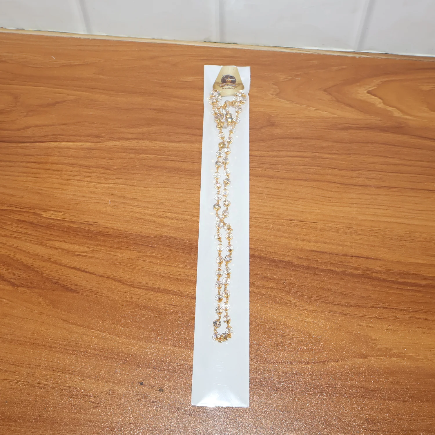 Elegant Gold-Tone Faceted Crystal Beaded Necklace (1 Pc) - Image 8