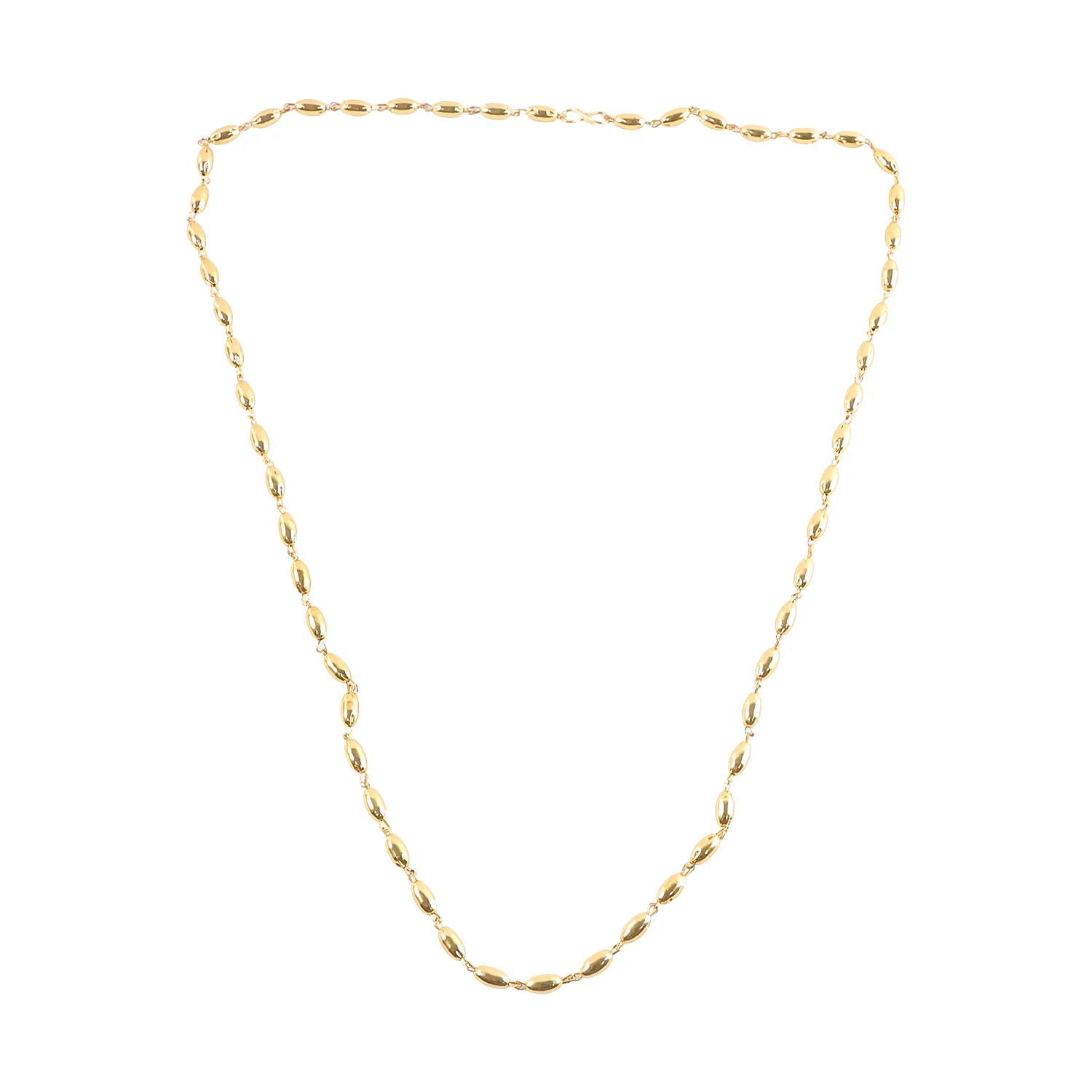 Elegant Gold-Tone Oval Bead Necklace Chain for Women (1 Pc) - Image 5