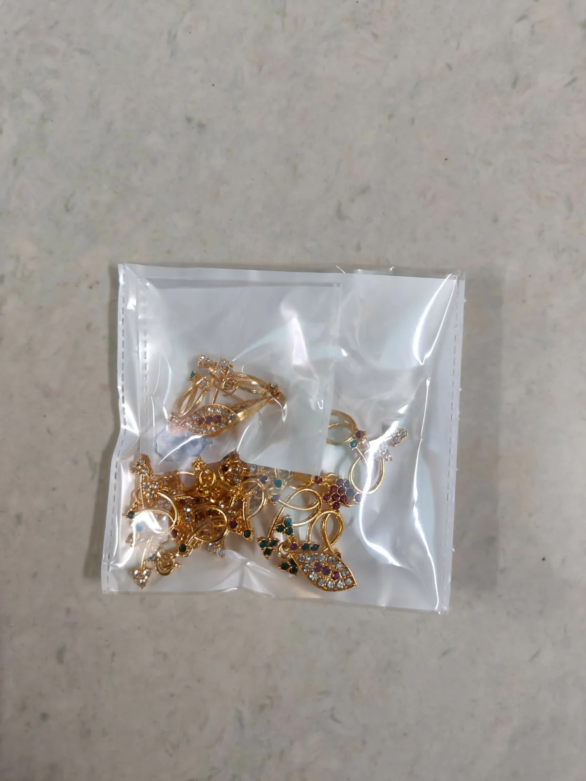 Elegant Gold-Toned Floral & Green-Pink Stone Set - Image 5