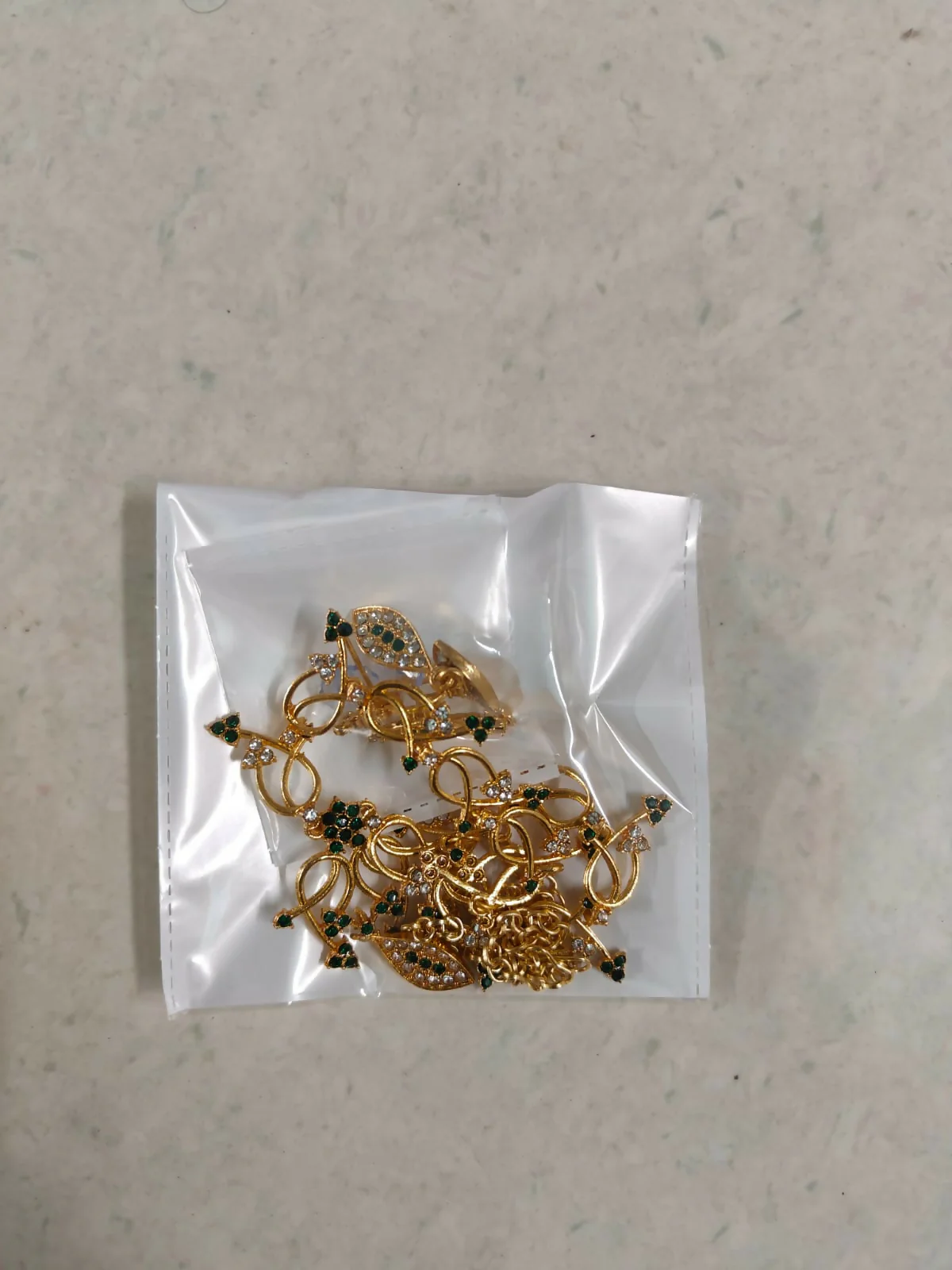 Elegant Gold-Toned Floral & Green Stone Set - Image 5