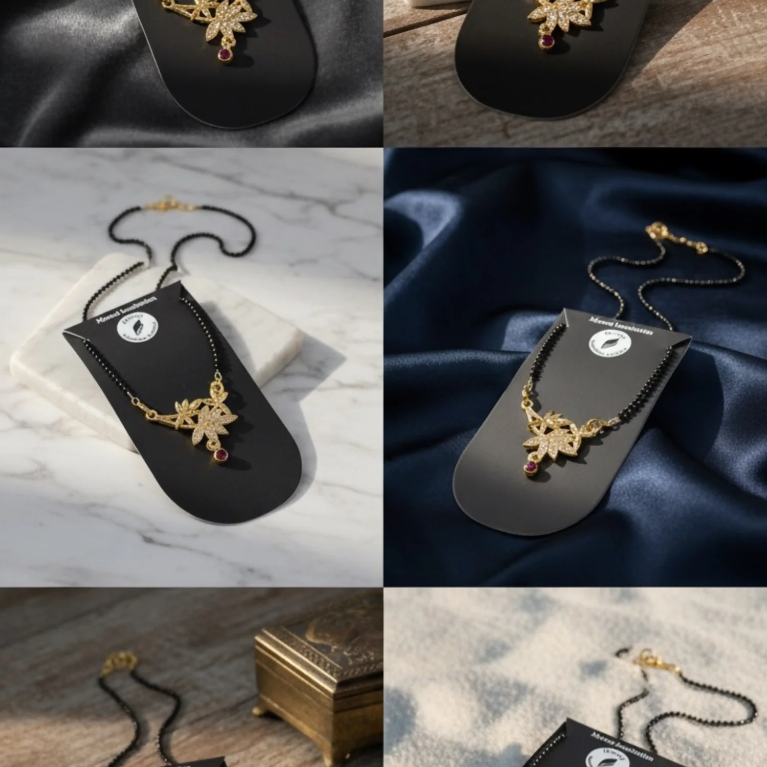 Elegant Gold-Toned Floral Mangalsutra with Stone-Studded Pendant for Women - Image 3
