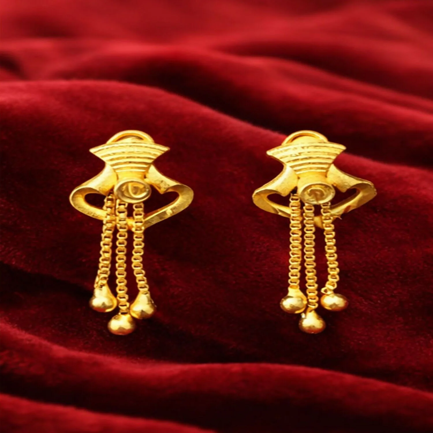 Elegant Golden Drop Earrings for Women & Girls | Lightweight Stylish Party Wear Earrings - Image 2