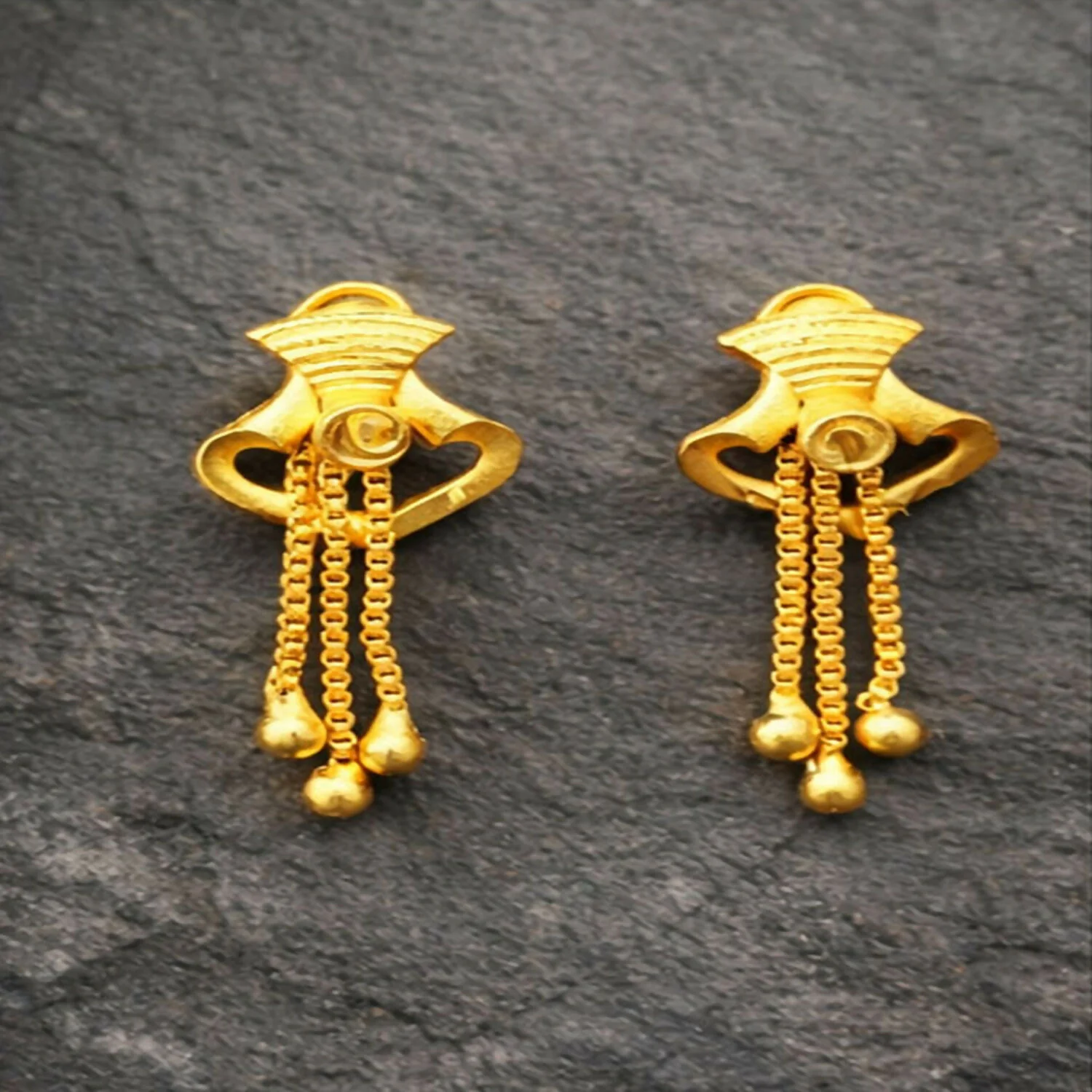 Elegant Golden Drop Earrings for Women & Girls | Lightweight Stylish Party Wear Earrings - Image 4