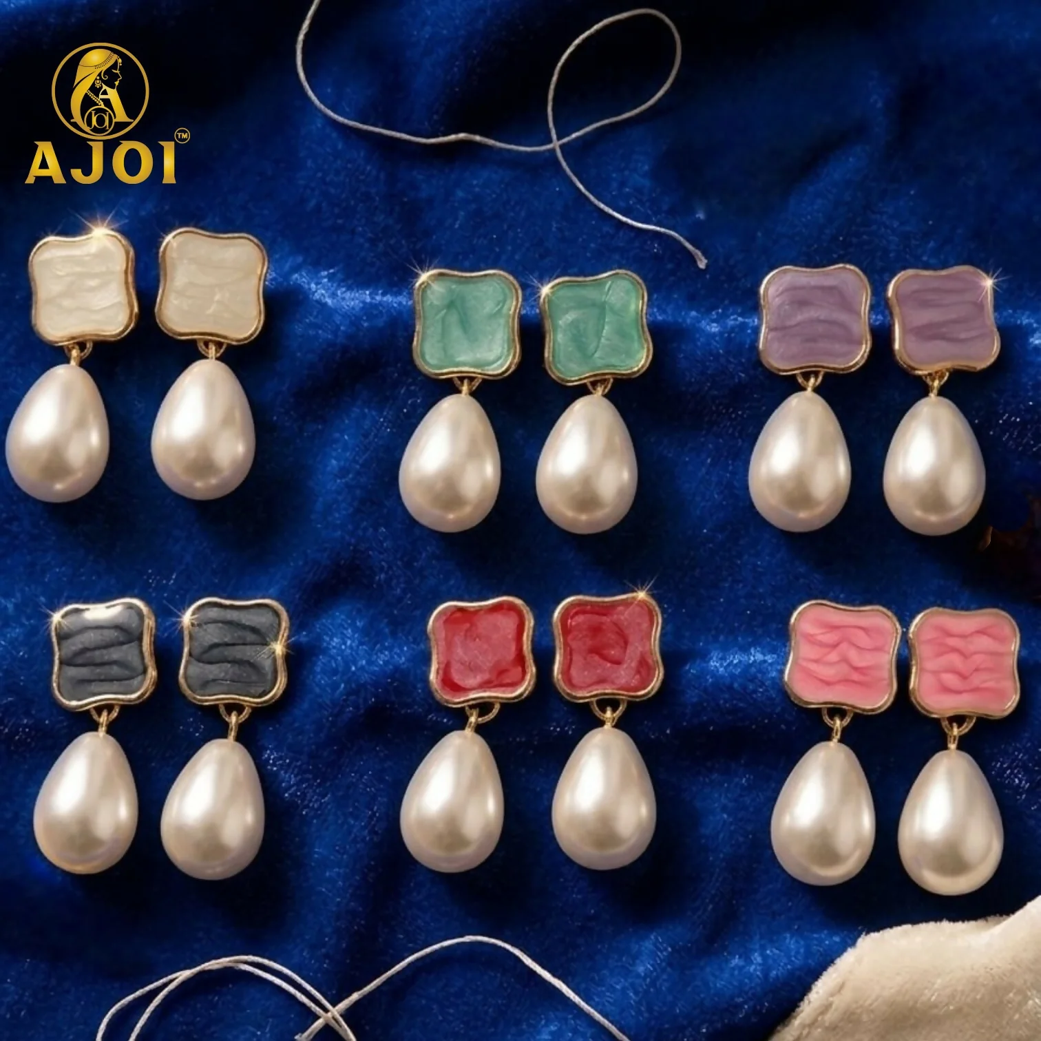 Elegant Handcrafted Pearl Tilak Earrings Set of 6 - Image 4