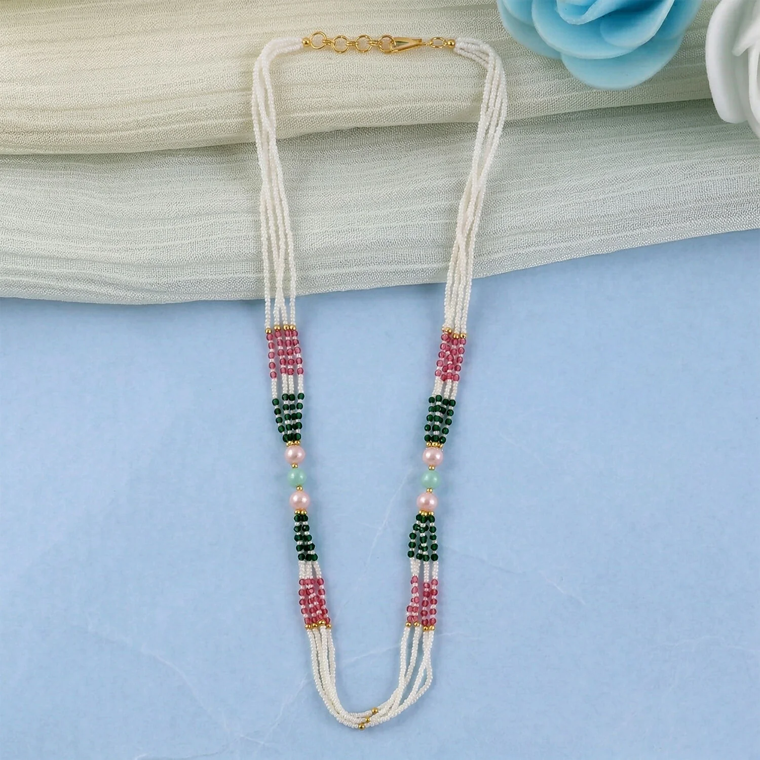 Elegant Handmade Multicolor Beaded Mala Necklace for Women Stylish Wear - Image 3