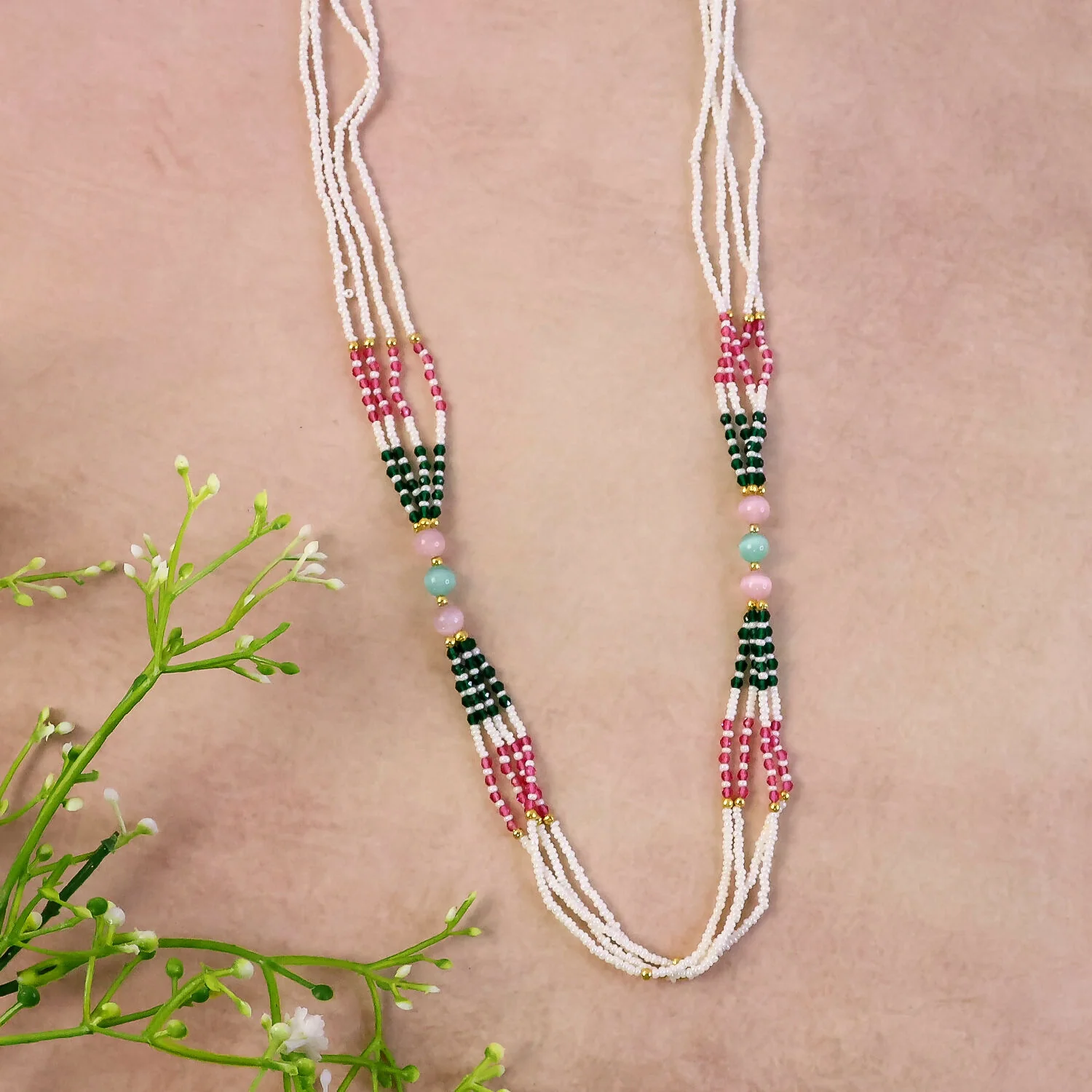 Elegant Handmade Multicolor Beaded Mala Necklace for Women Stylish Wear - Image 4