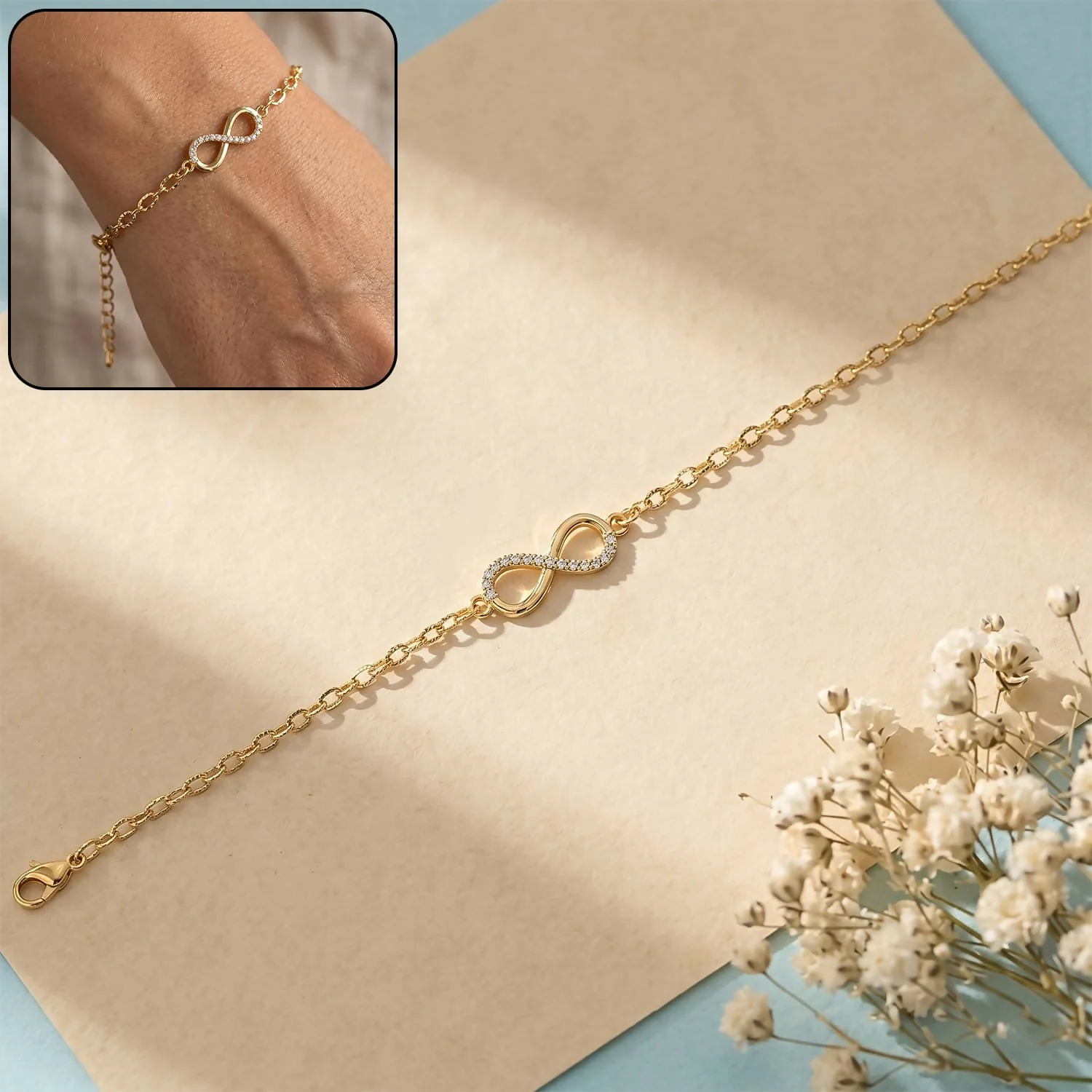 Elegant Heart Charm Gold Plated Chain Bracelet for Women and Girls (1 Pc) - Image 5