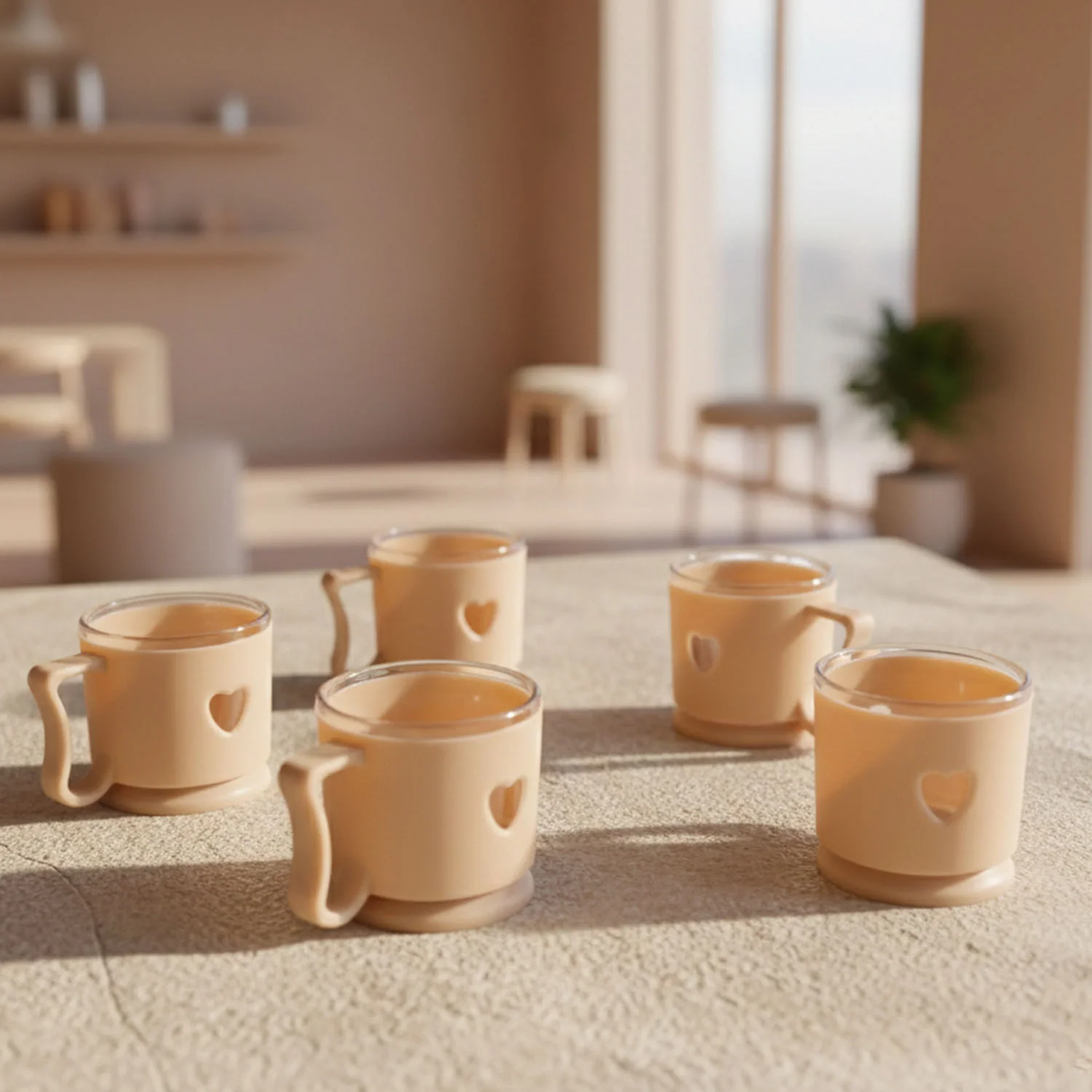 Elegant Heart Design Mini Tea & Coffee Mug Set (100ML, 6 Pc) - Image 3