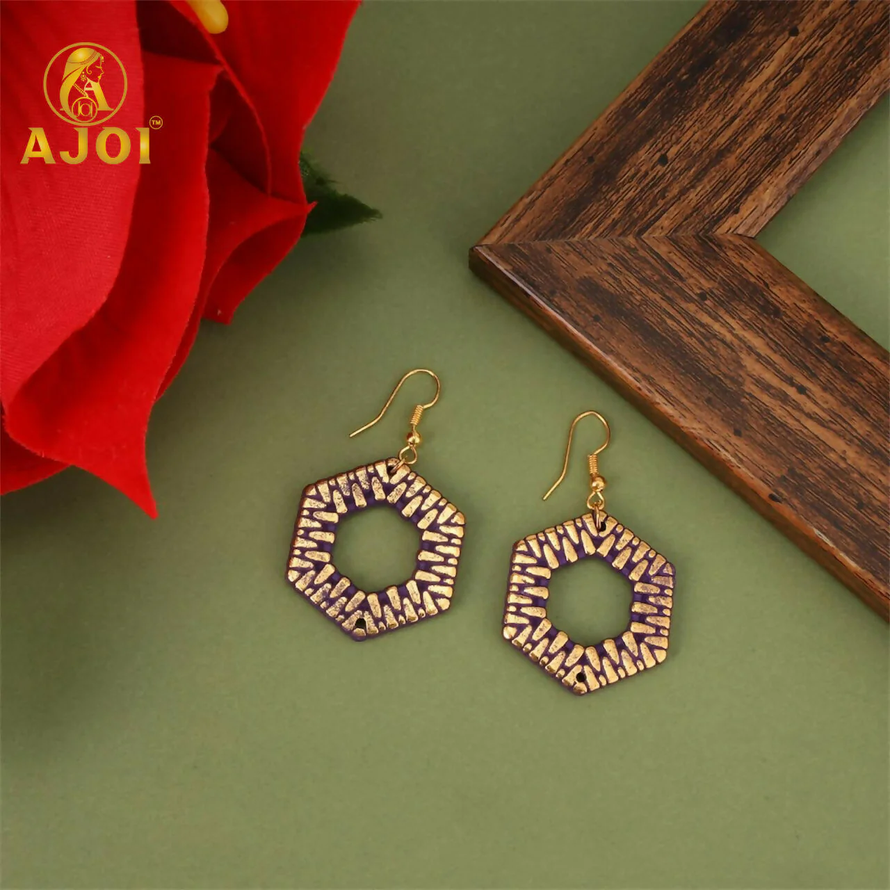 Elegant Hexa-Textured Dangle Earrings – Lightweight Handmade Earrings in 8 Rich Colors – Artistic Geometric Fashion Jewelry(PACK OF 8) - Image 4