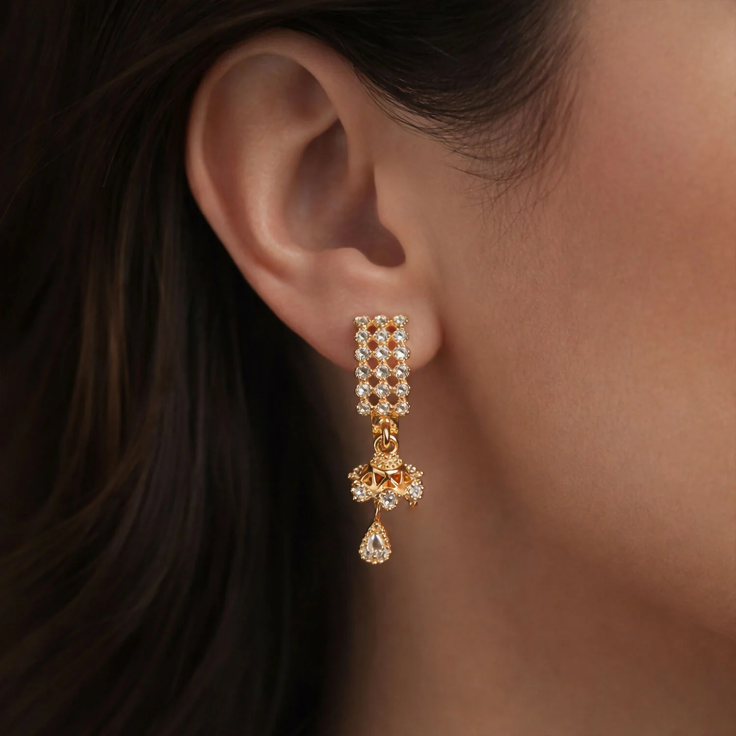 Elegant Jhumka Style Teardrop Dangle Party Wear Jewellery - Image 2