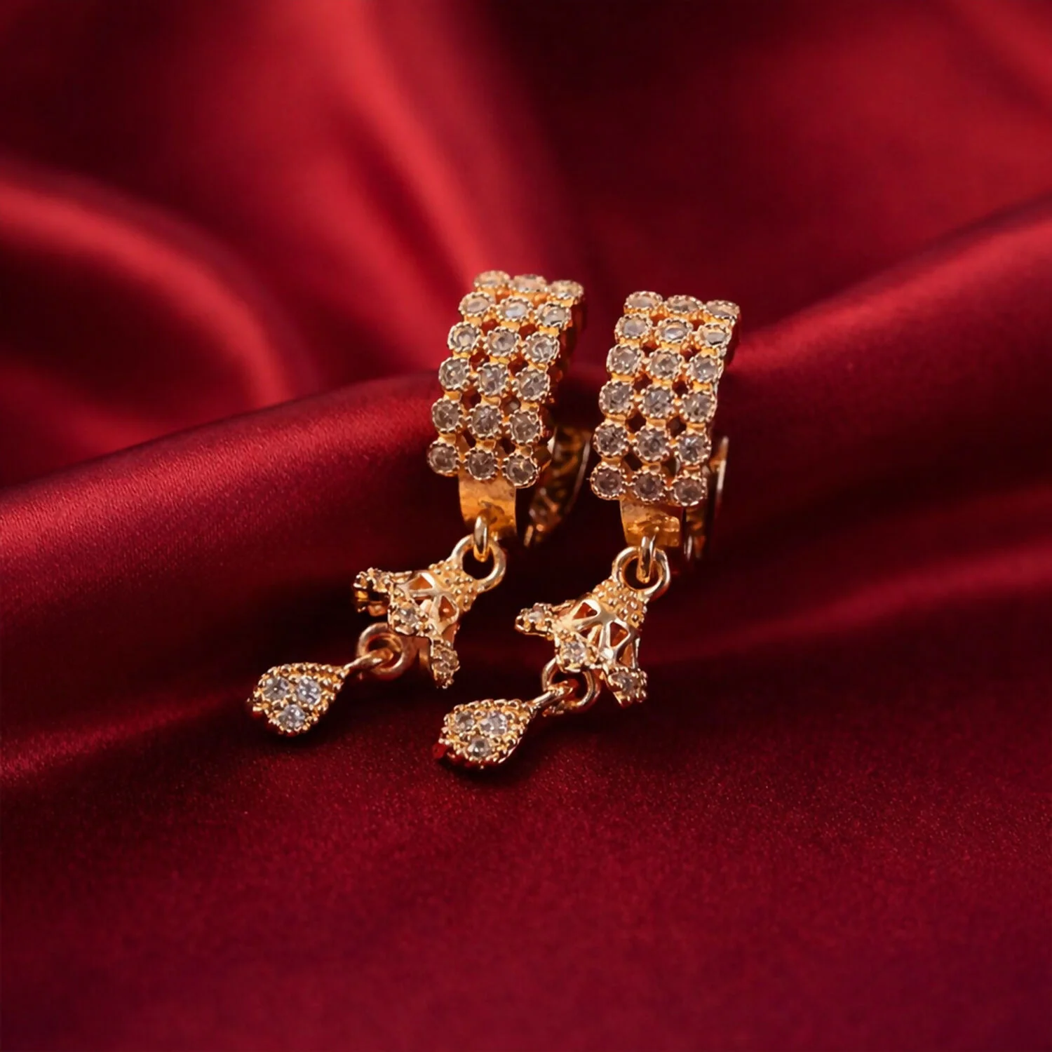 Elegant Jhumka Style Teardrop Dangle Party Wear Jewellery - Image 3