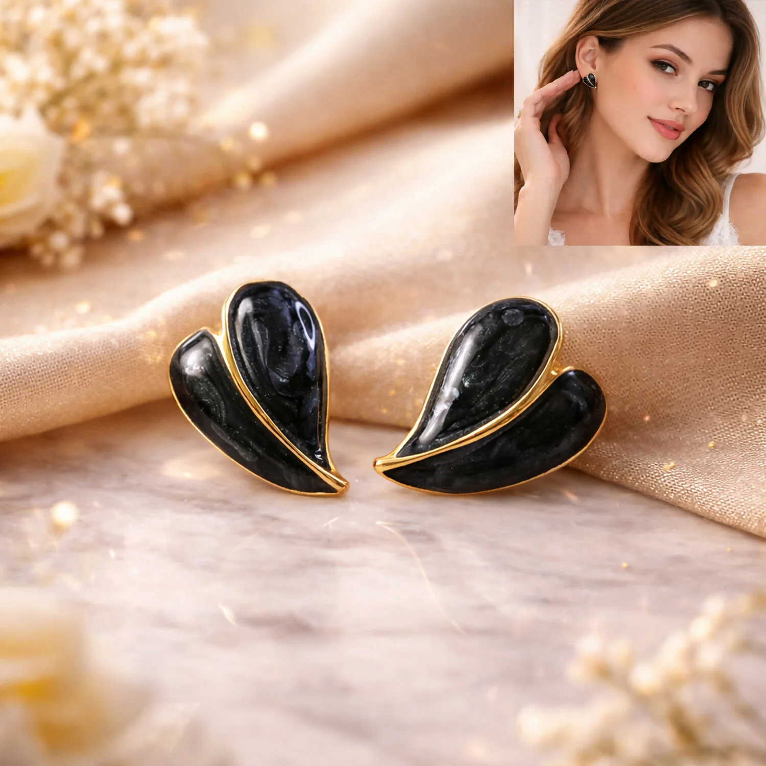 Elegant Leaf Design Stud Earrings for Women – Premium Gloss Finish Fashion Jewelry - Image 3