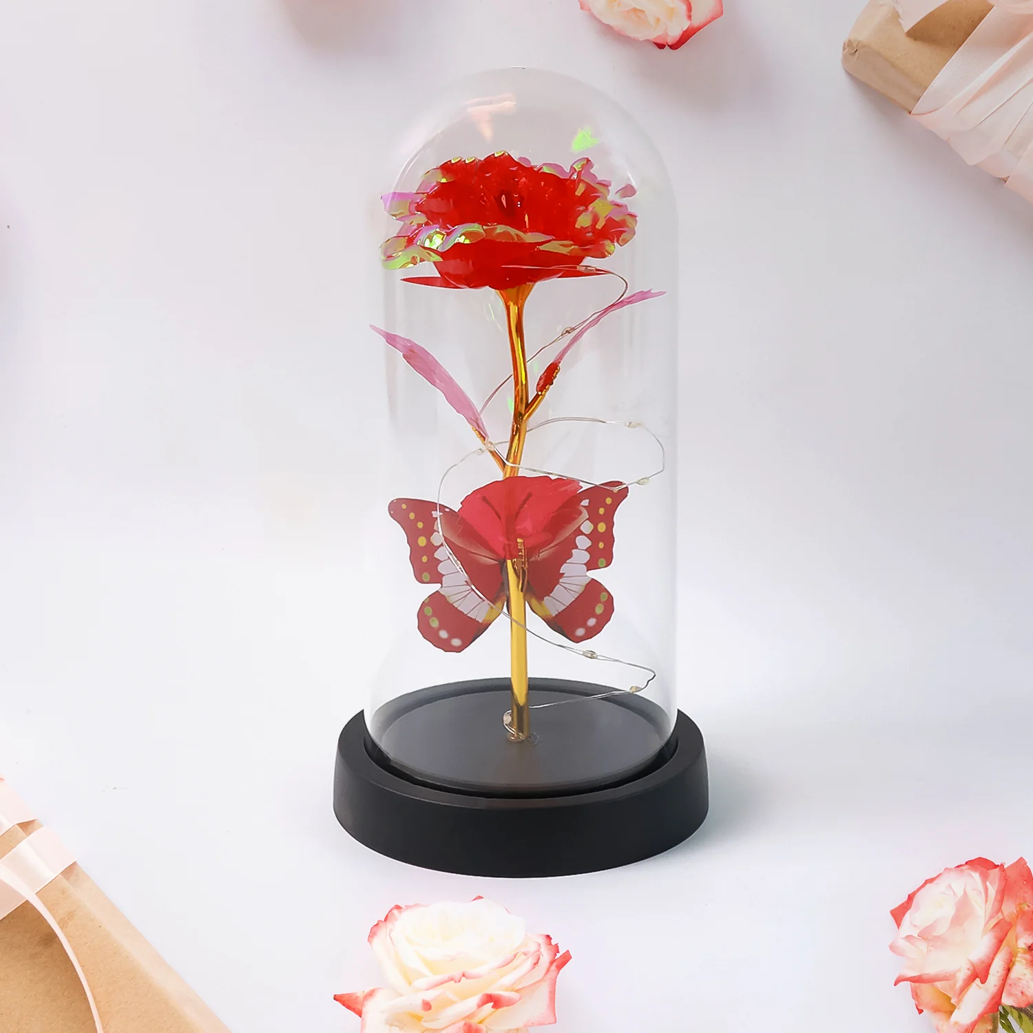Elegant LED Eternal Rose in Plastic Dome (1 Pc / Battery Not included) - Image 4
