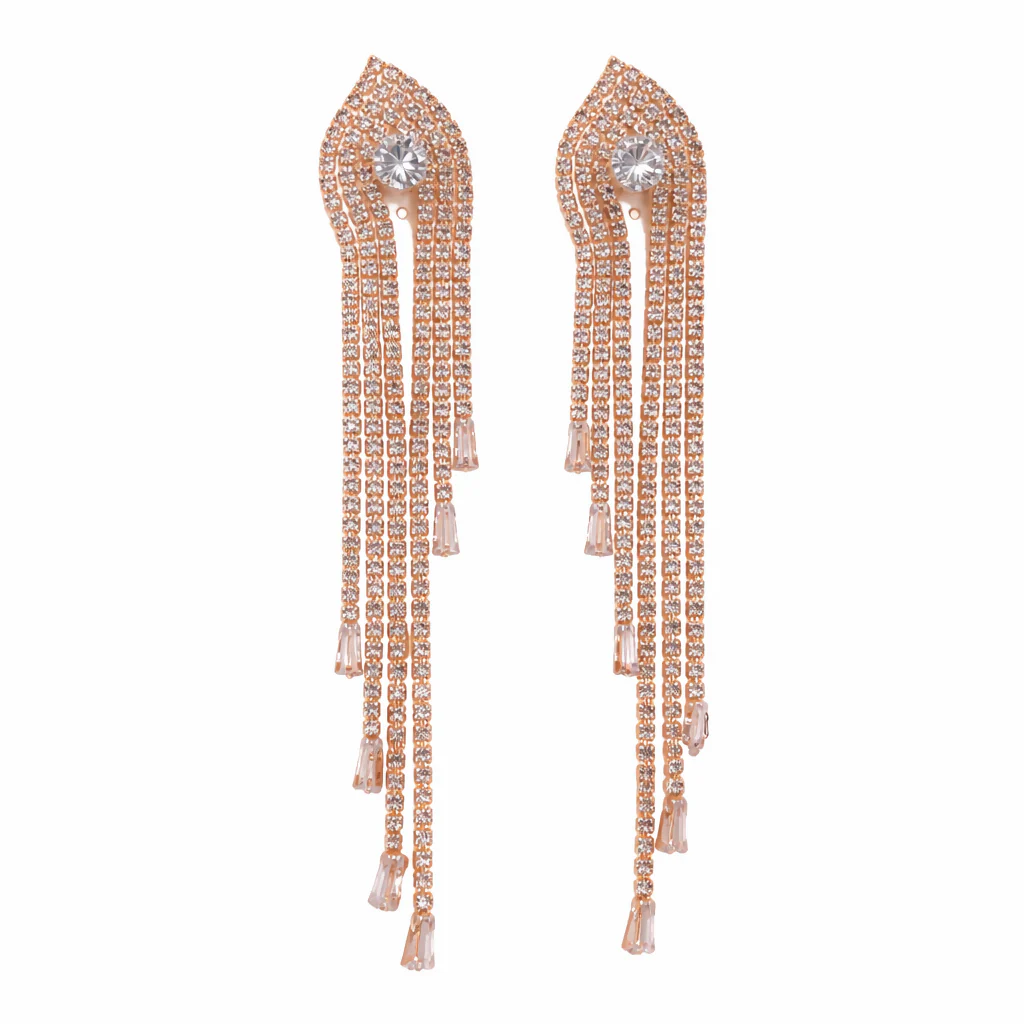 elegant luxurious rose gold chandelier earrings - Image 3