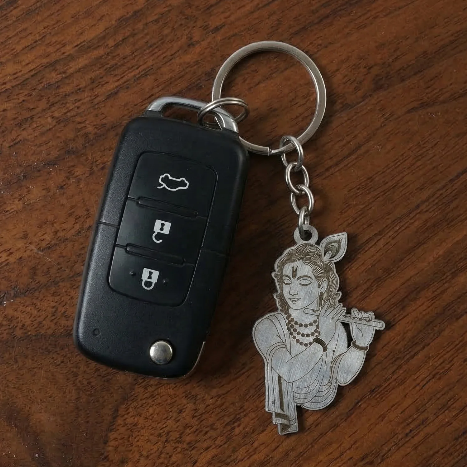 Elegant Metal Lord Krishna Engraved Keychain 1 Pc - Image 3