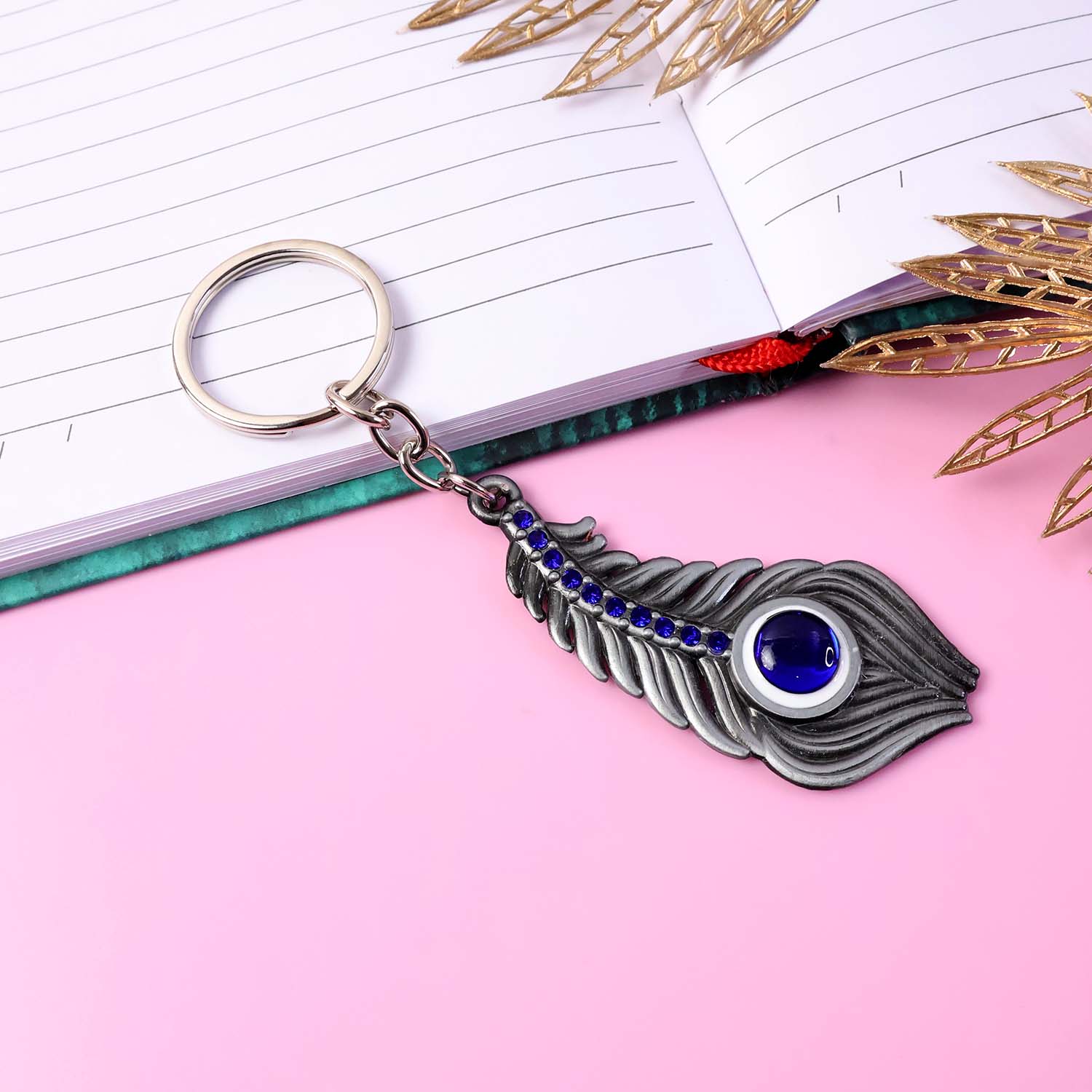 Elegant Metal Peacock Feather Keychain (1 Pc) - Image 4