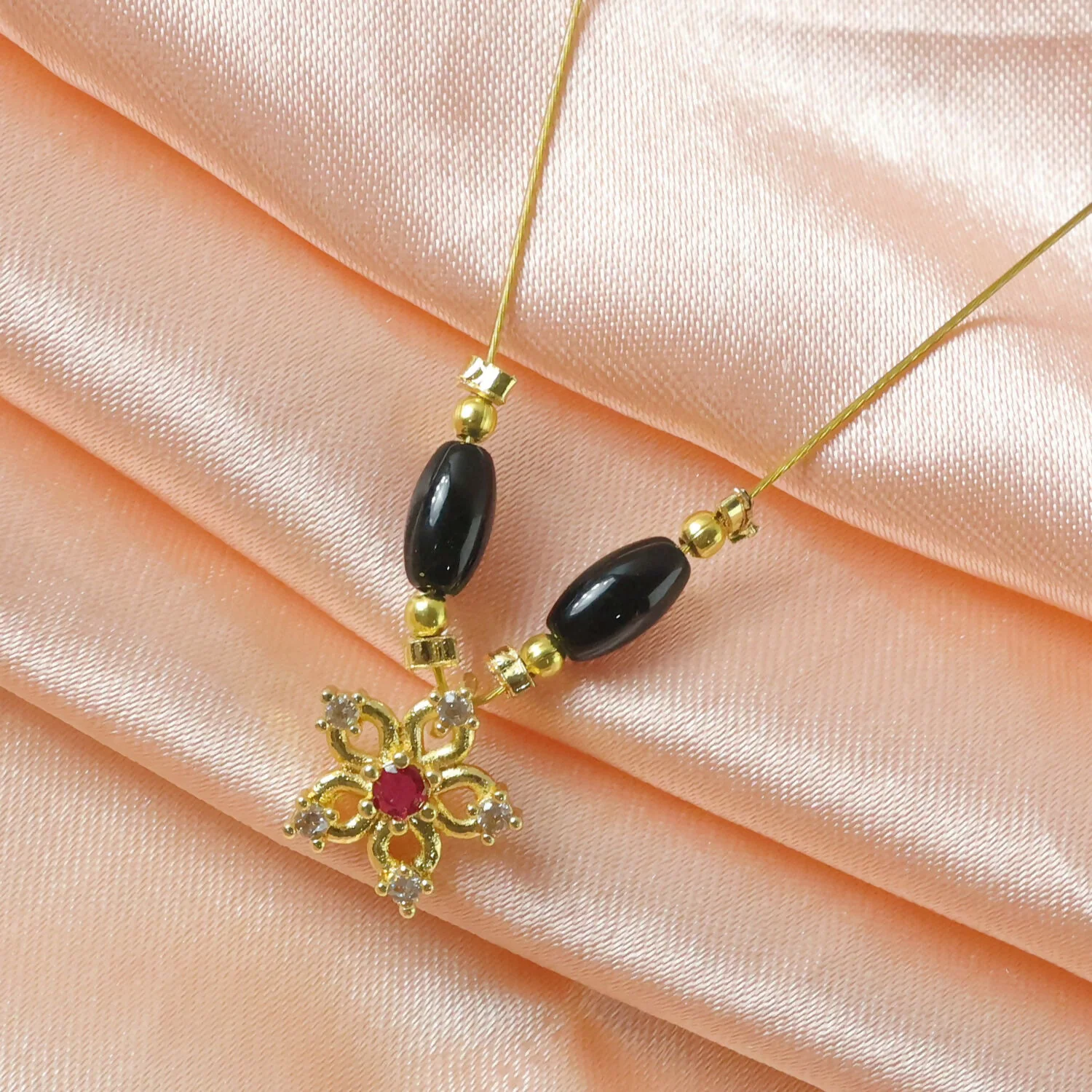 Elegant Multicolor Bead Necklace with Star Flower Pendant - Image 6