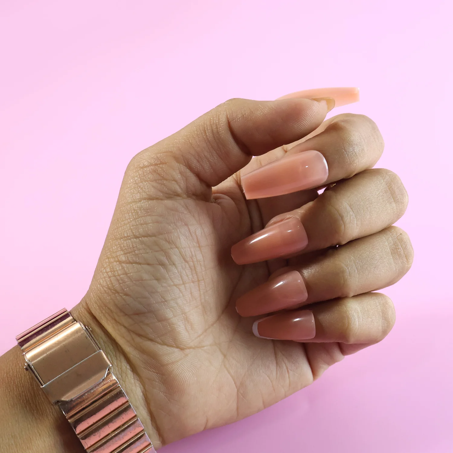 Elegant Nude Glossy Artificial Nail Tips fake nails (24 Pc Set) - Image 6