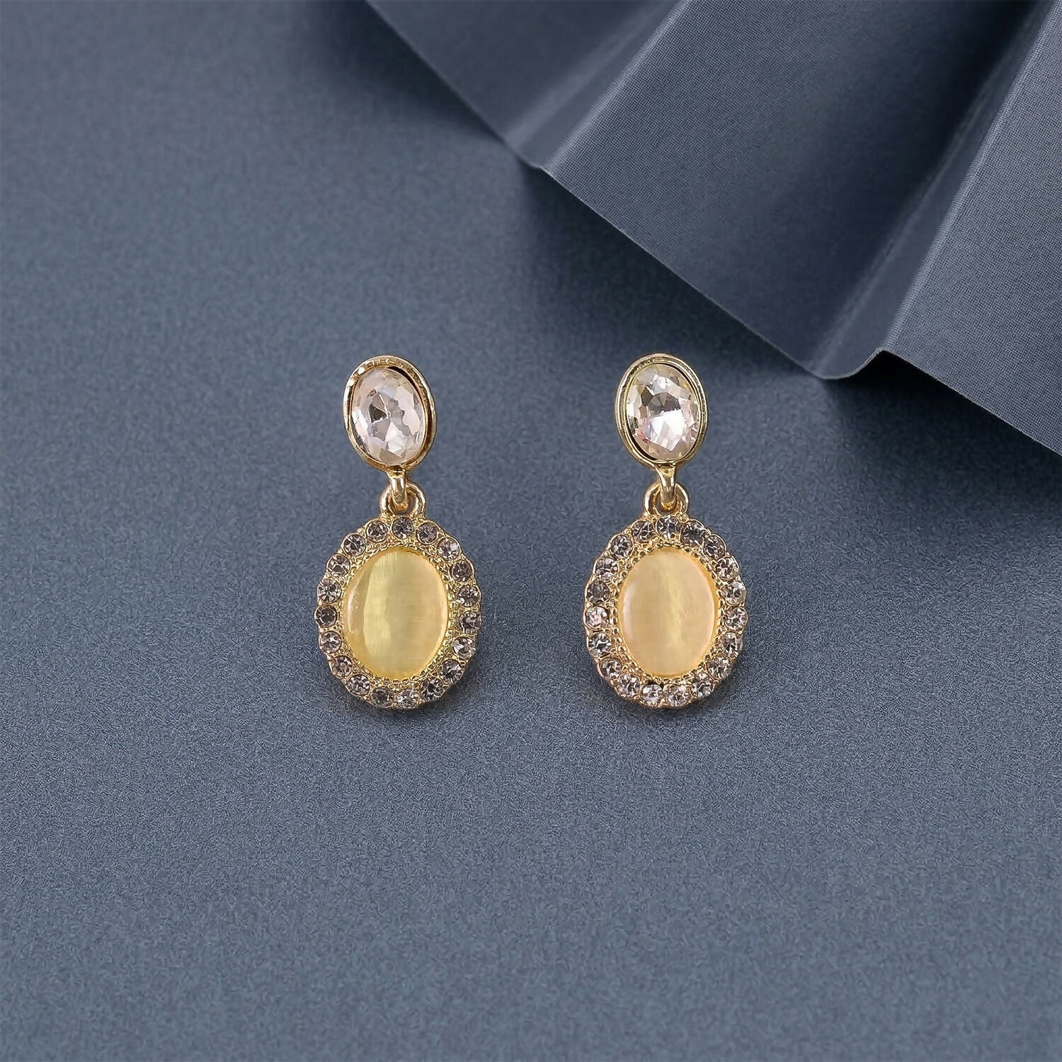 Elegant Oval Crystal Drop Earrings for Women and Girls Party Wear - Image 2