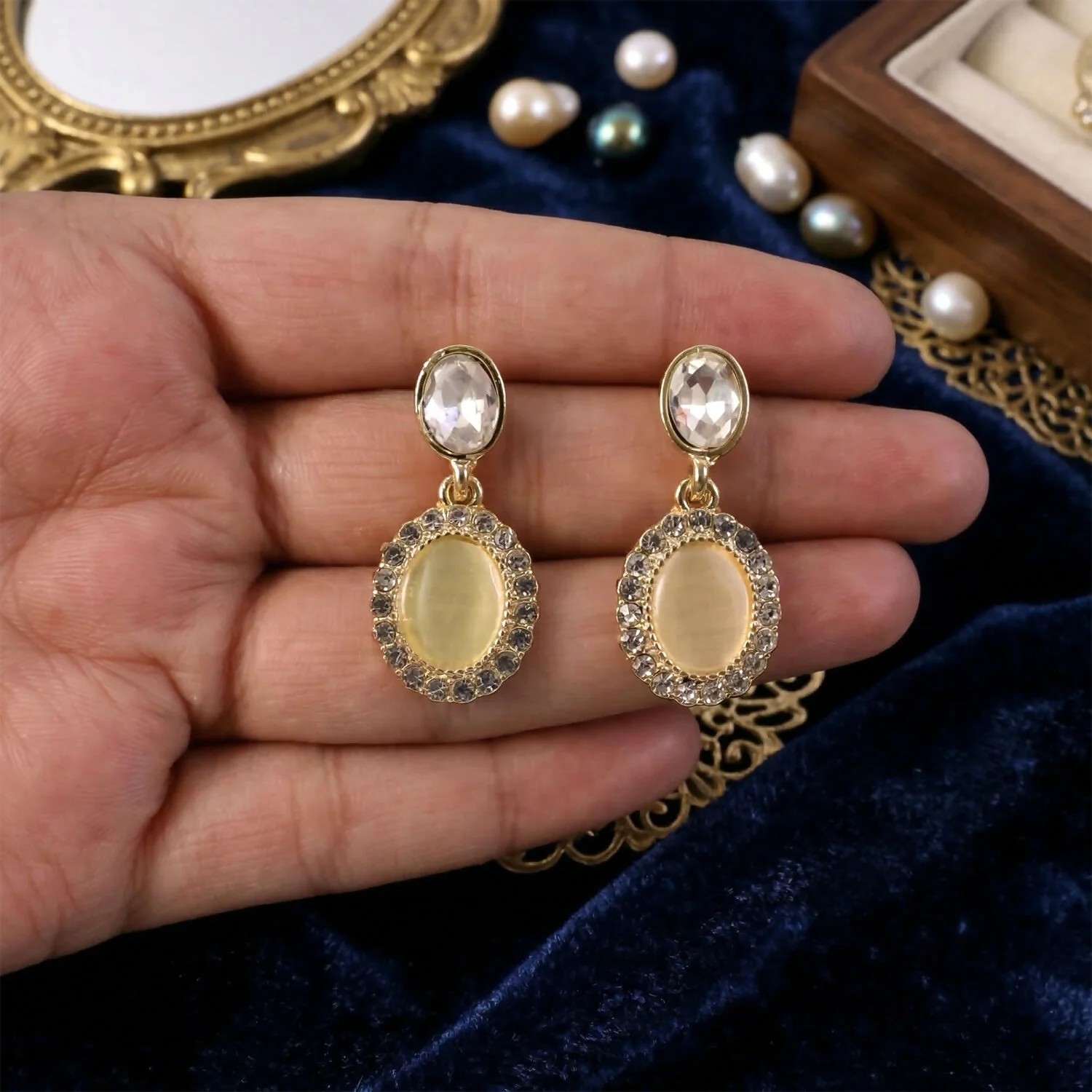 Elegant Oval Crystal Drop Earrings for Women and Girls Party Wear - Image 4