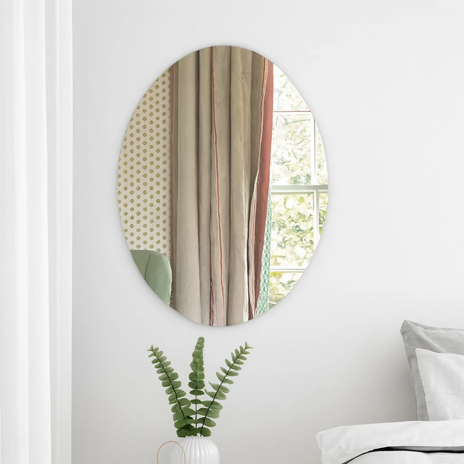Elegant Oval Frameless Wall Mirror for Home & Office Decor (6 Pc) - Image 3