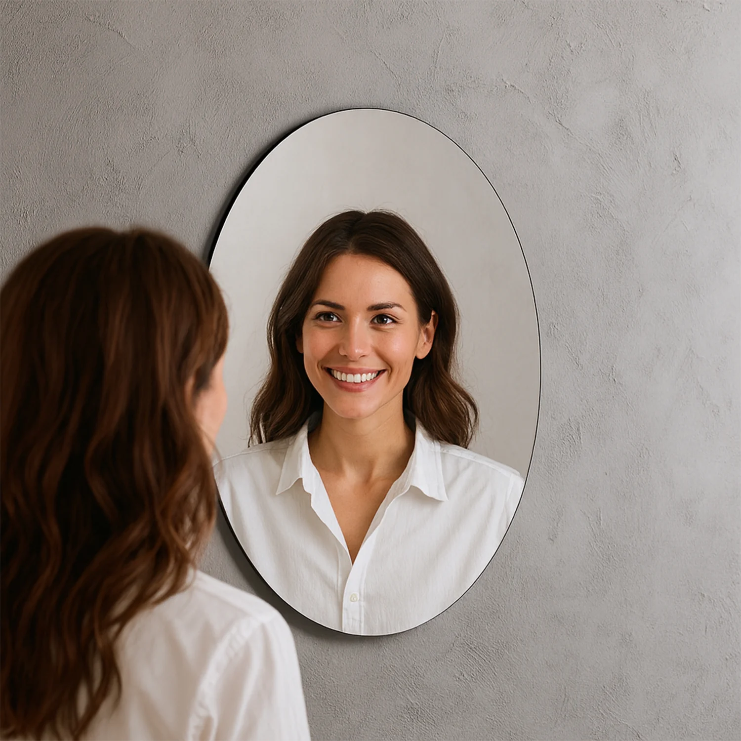 Elegant Oval Frameless Wall Mirror for Home & Office Decor (6 Pc) - Image 8