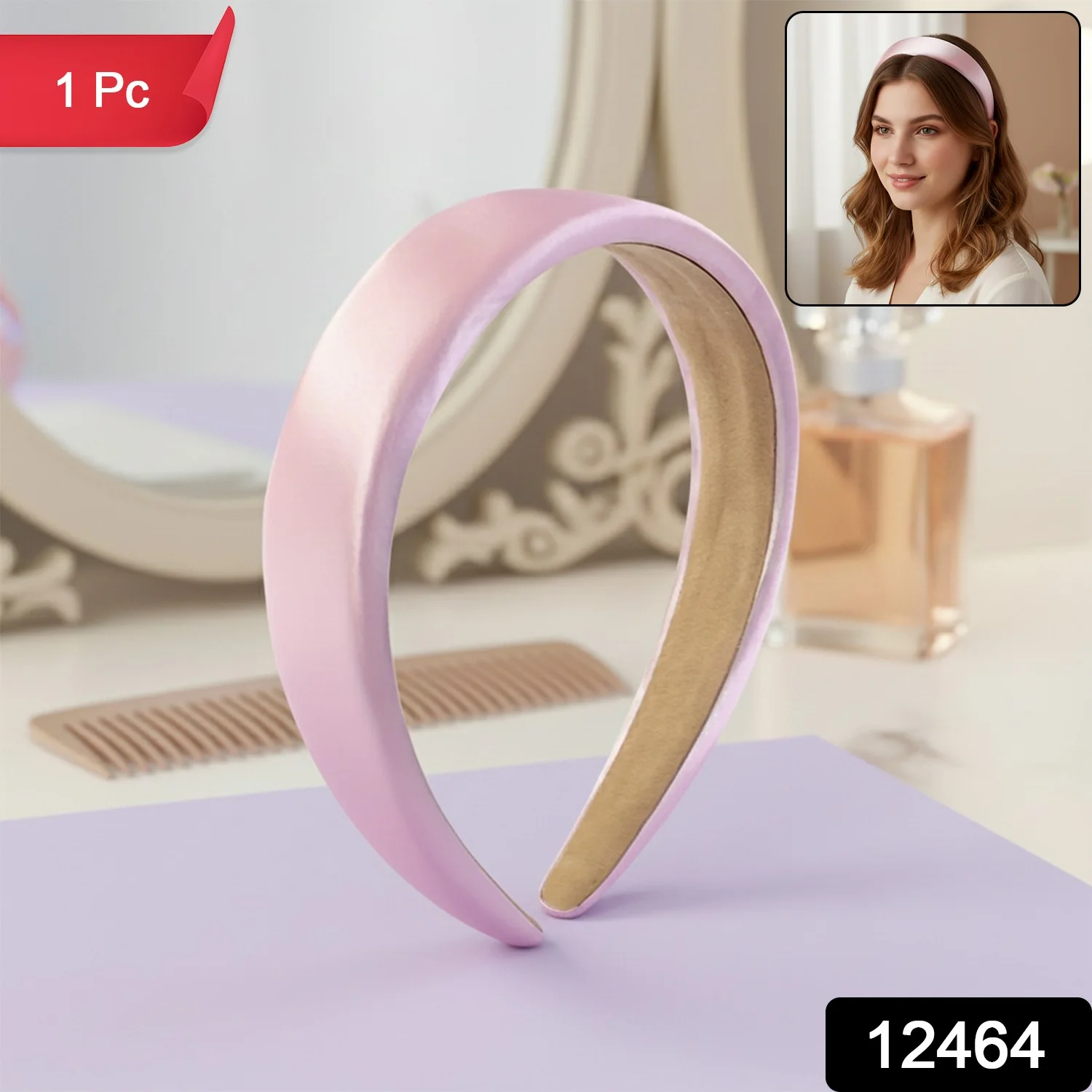 Elegant Padded Satin Finish Hairband (1 Pc) - Image 2